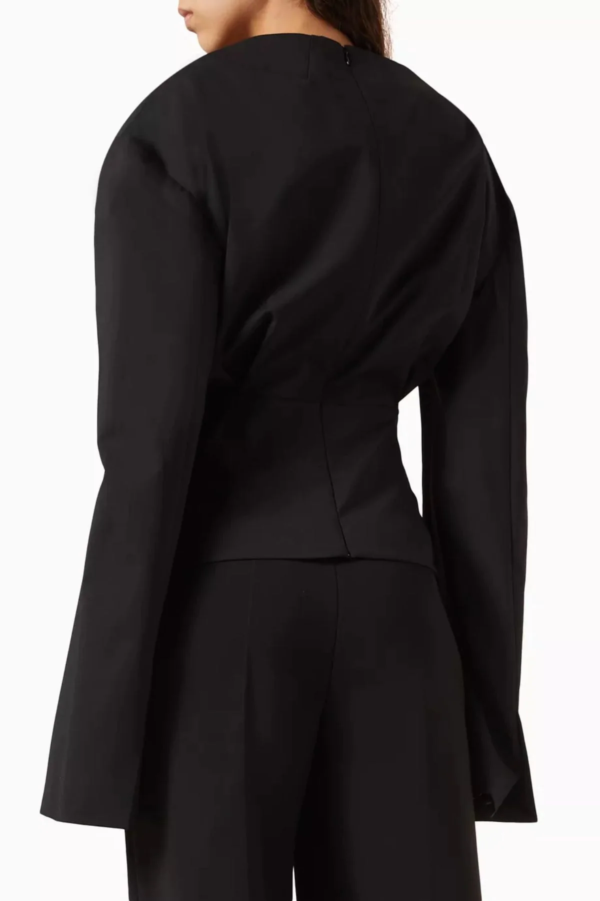 A.W.A.K.E. Mode Round Neck Tailored Top - Black - Image 3