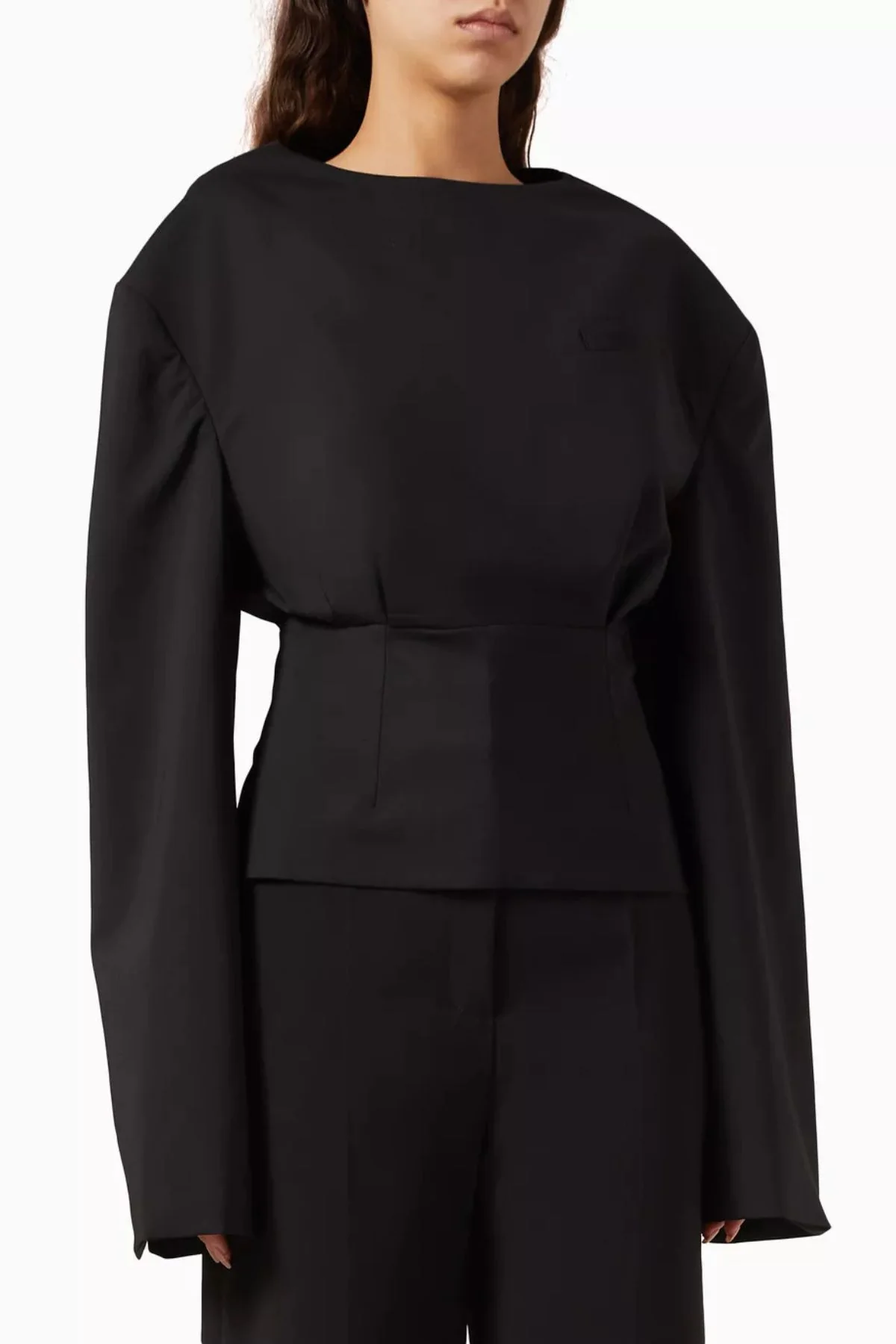 A.W.A.K.E. Mode Round Neck Tailored Top - Black - Image 4