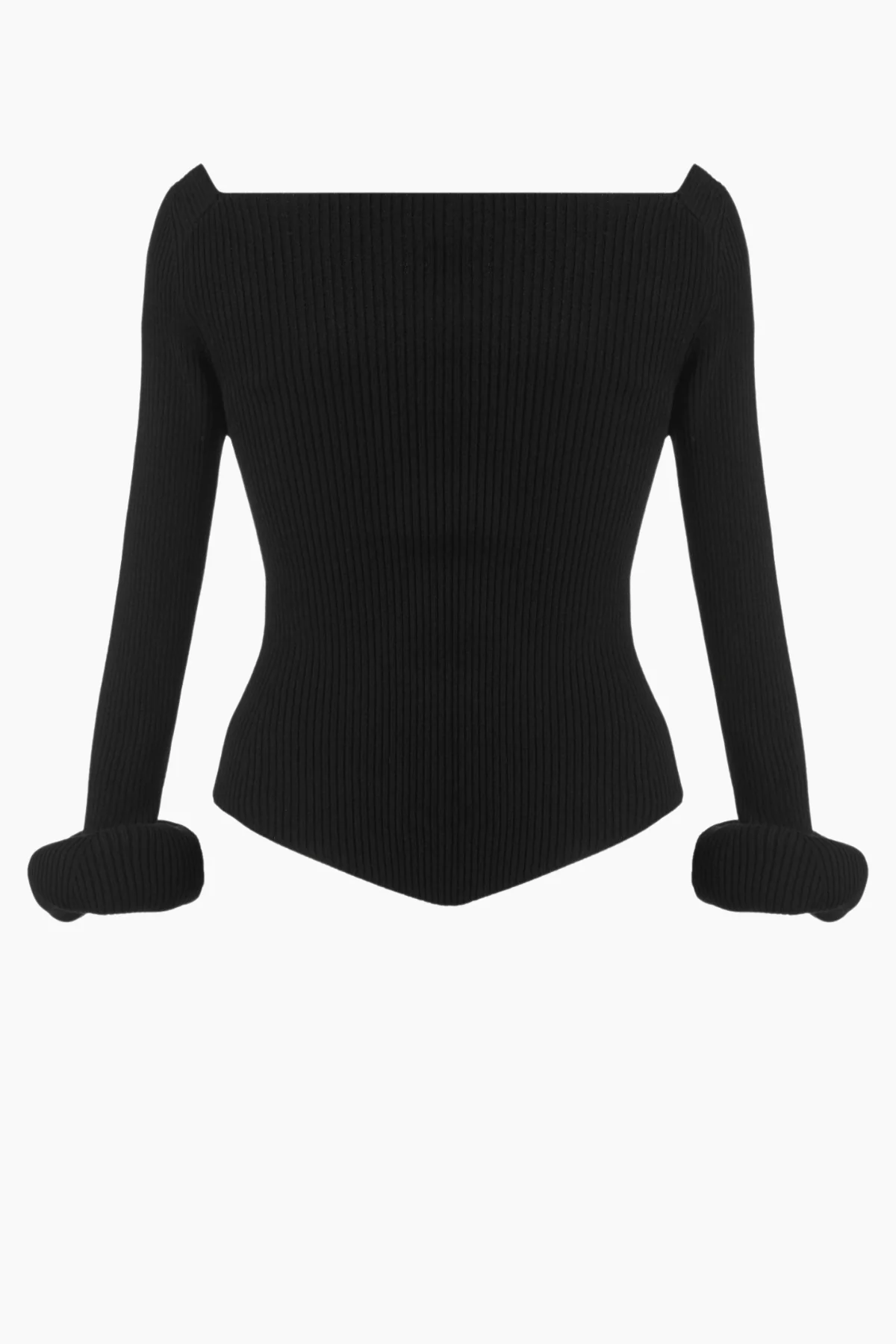 A.W.A.K.E. Mode Square Neck Knit Doughnut Cuffs - Black