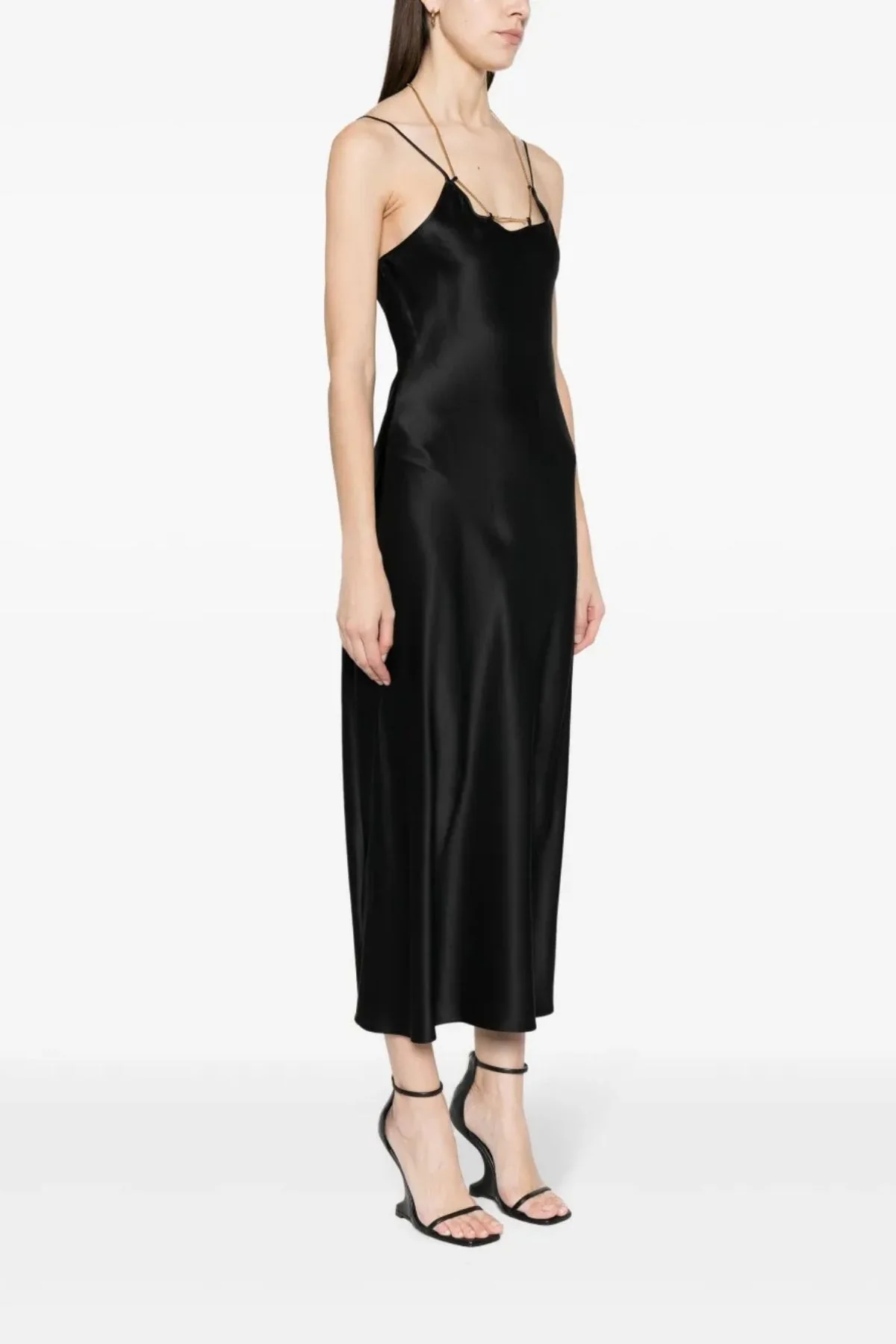 Alexander Wang Chain Neck Silk Slip Dress - Black - Image 3