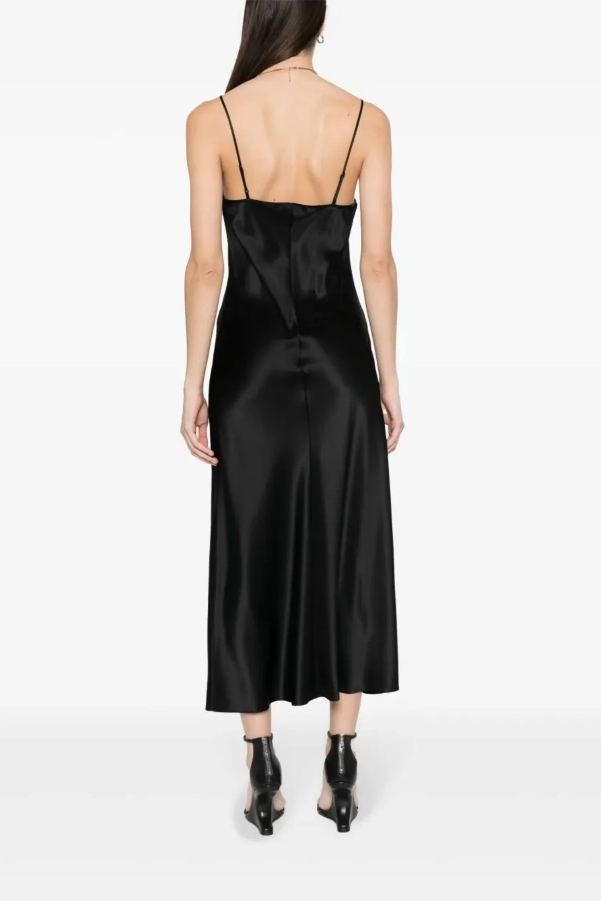 Alexander Wang Chain Neck Silk Slip Dress - Black - Image 4