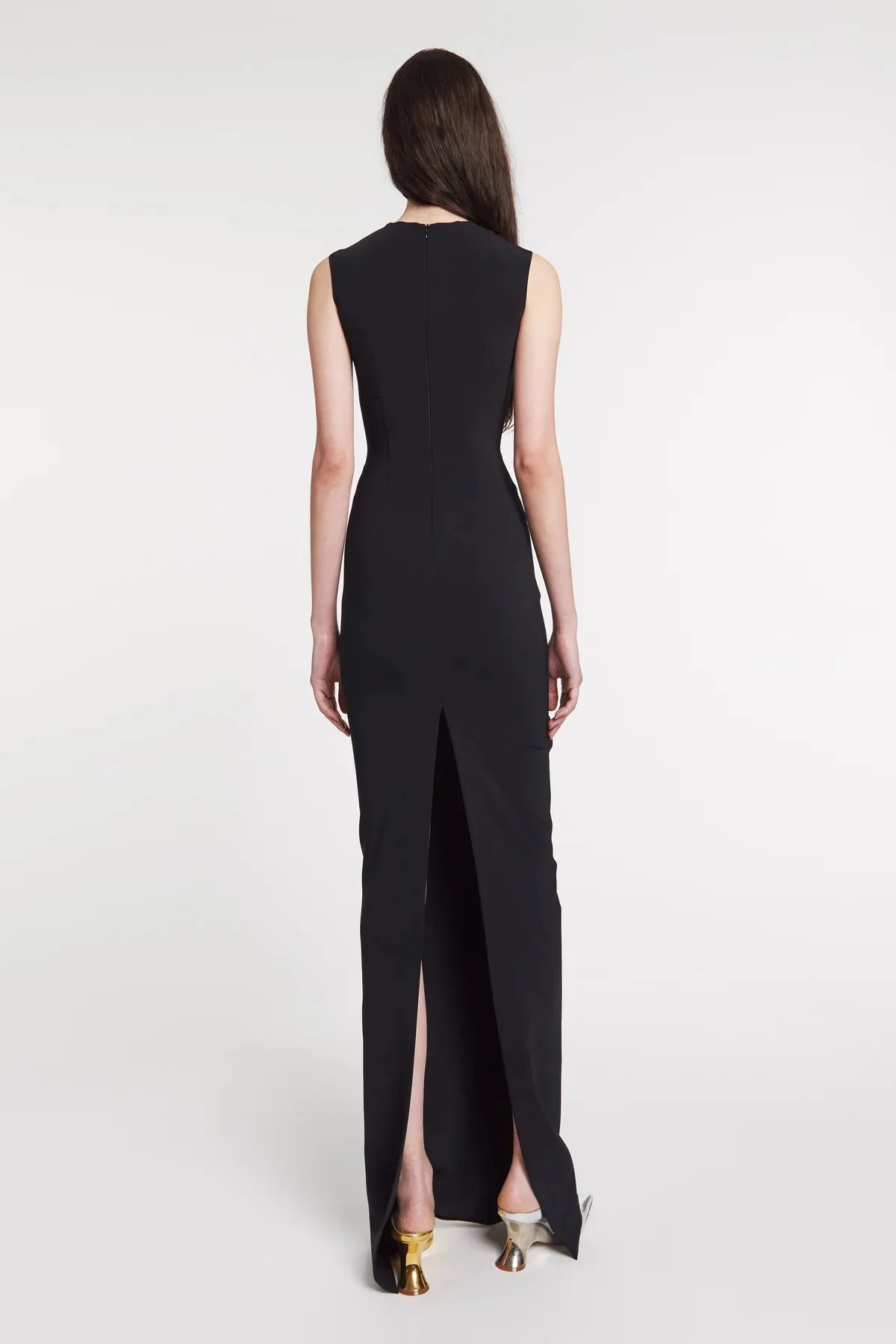 A.W.A.K.E. Mode Fitted Maxi Dress with Lip Applique - Black - Image 3