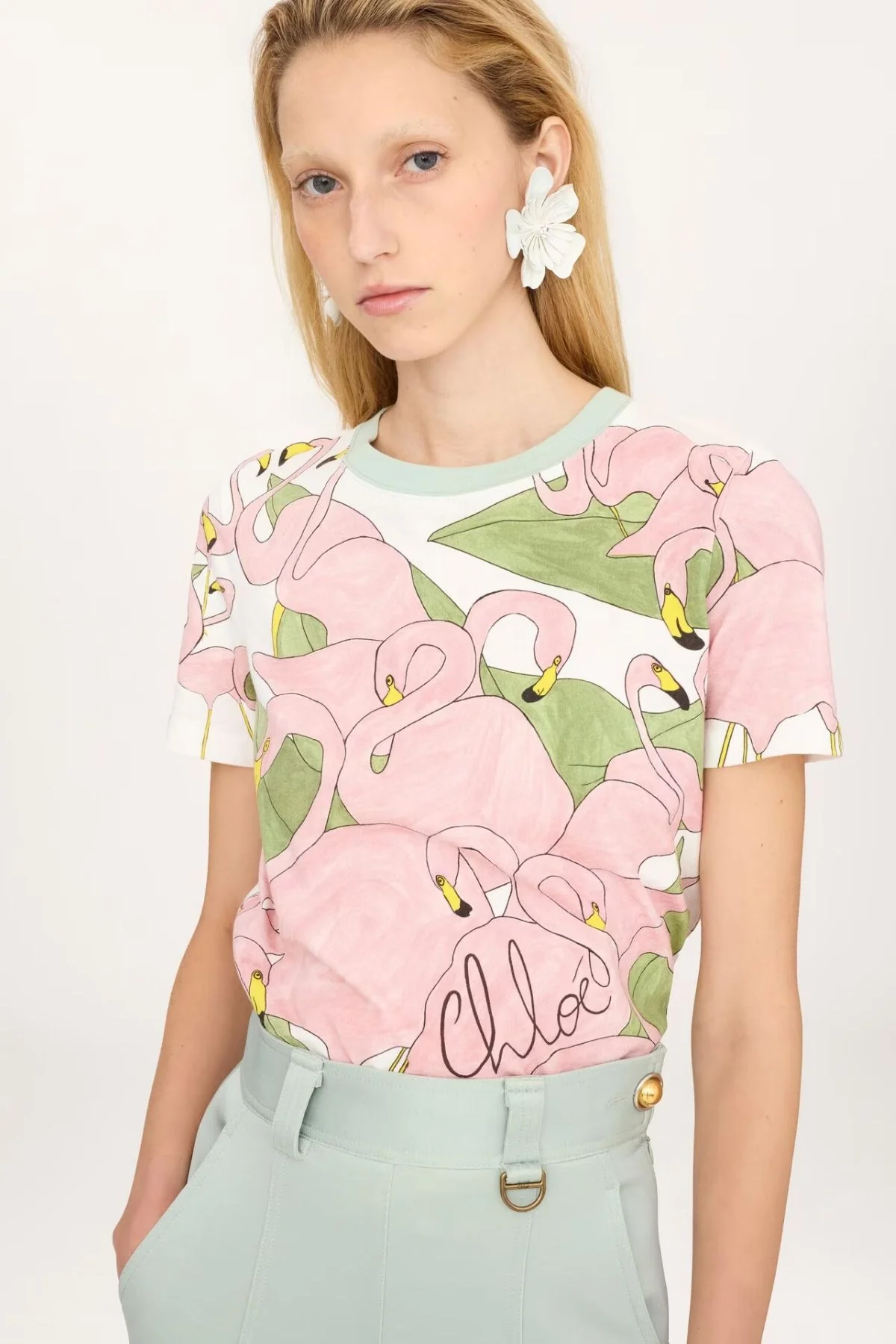 Chloé Flamingo Jersey Tee - Iconic Milk - Image 5