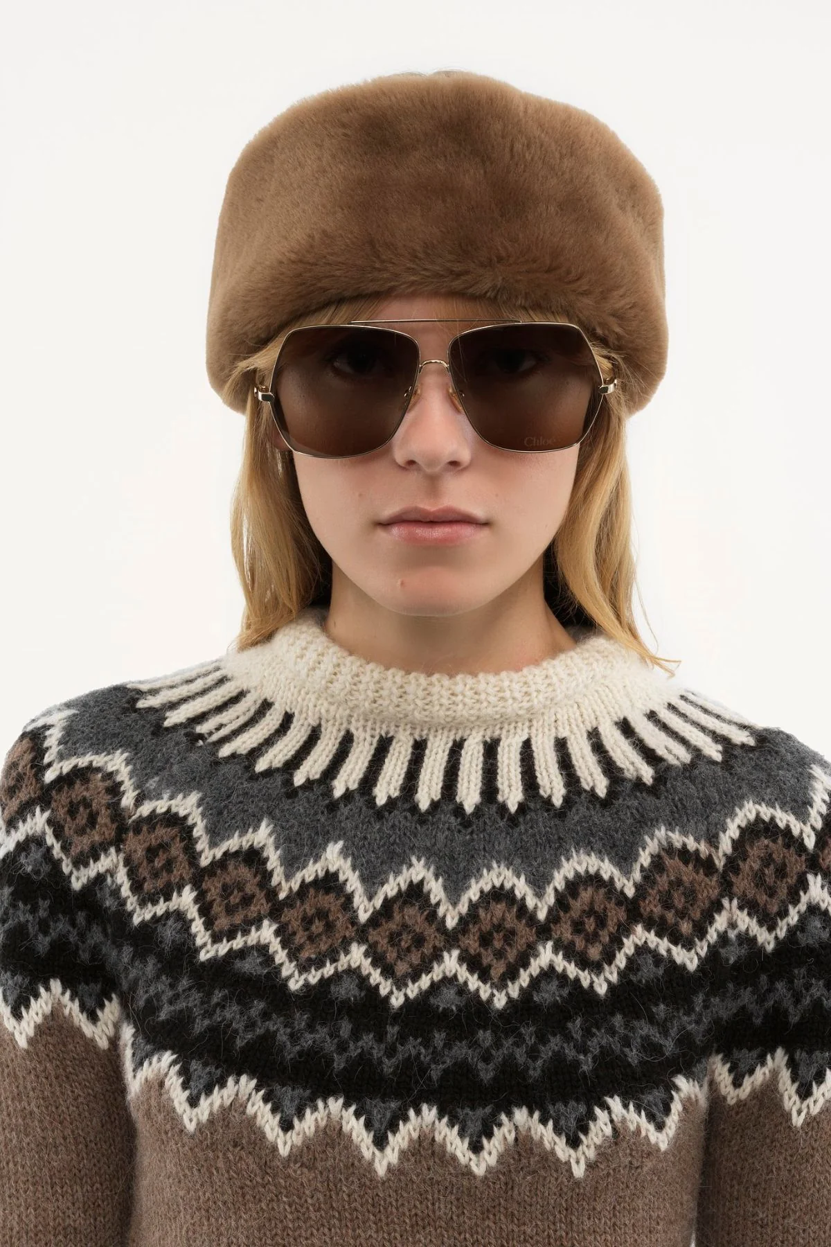 Chloé Fair Isle Jumper - Brown Beige - Image 3