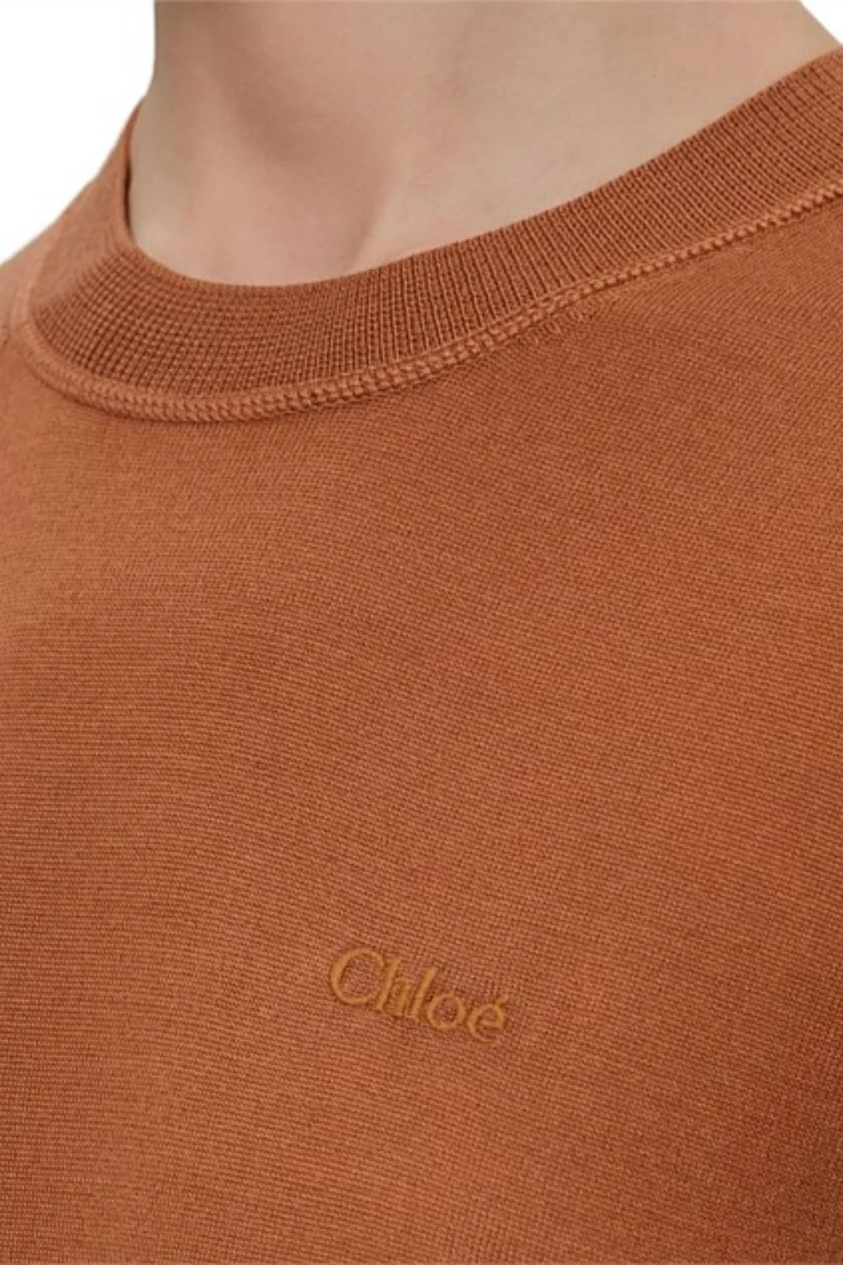 Chloé Long Sleeve Logo Sweater - Cognac Brown - Image 5