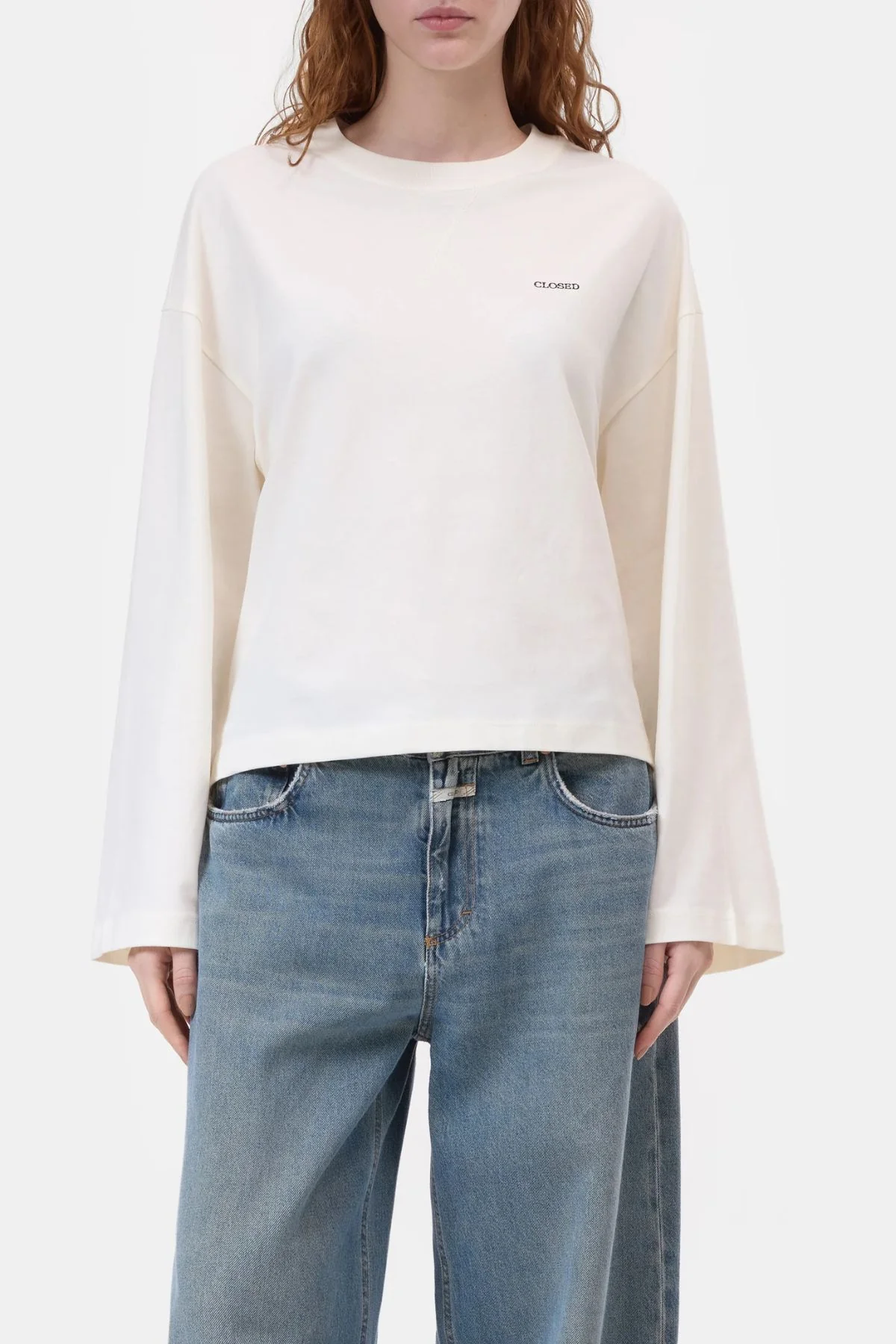 CLOSED LS Crewneck Organic Jersey - Ivory - Image 4