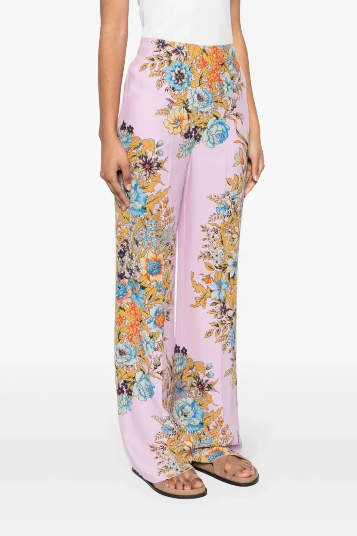 Etro Floral Silk Pyjama Pant - Pink Multi - Image 3