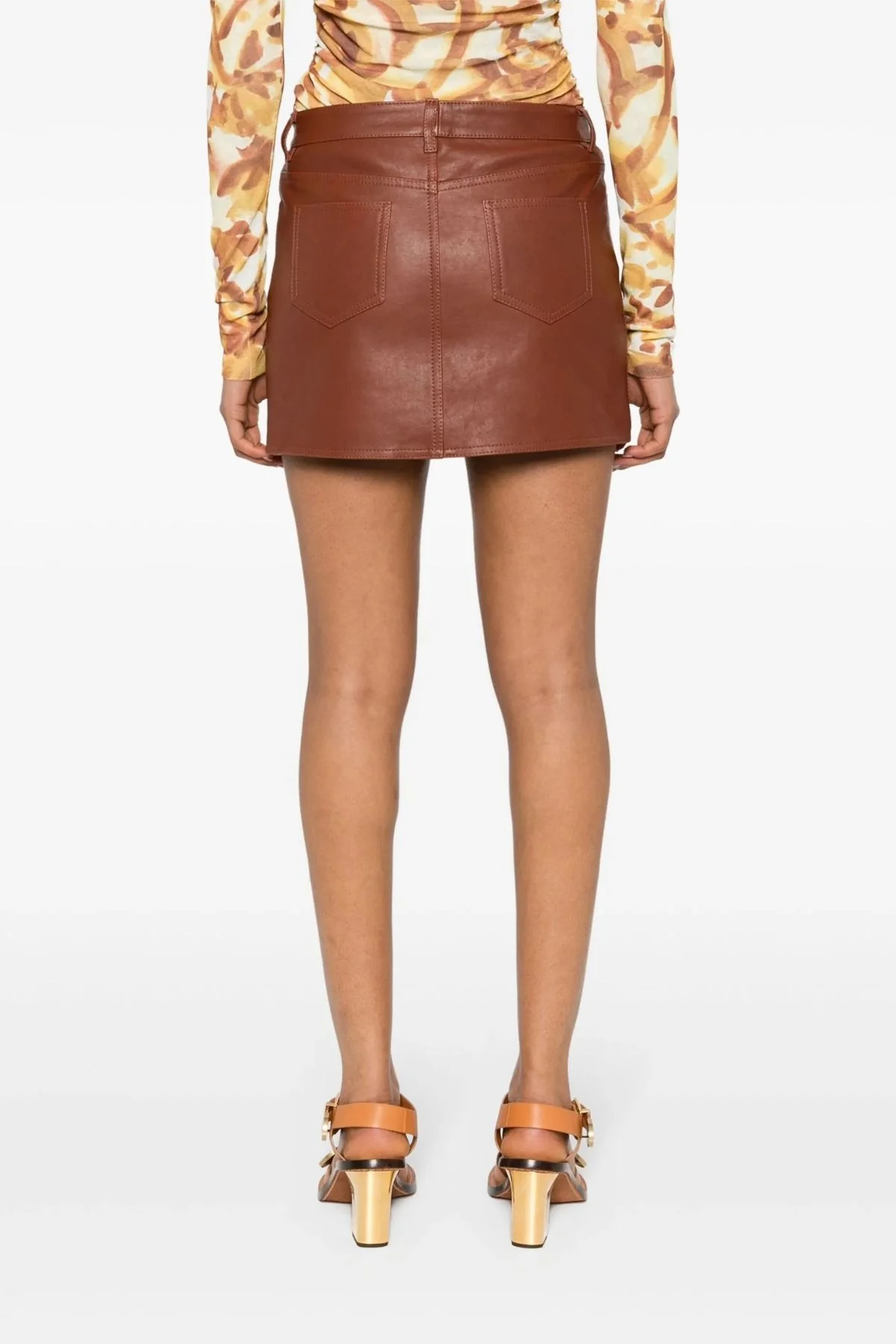 Etro Mini Leather Skirt - Brown - Image 3