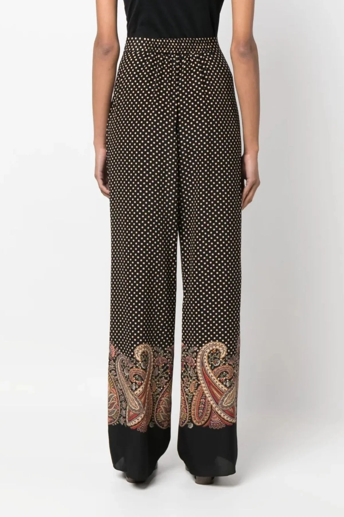 Etro Paisley Dot Print Silk Pant - Black - Image 4