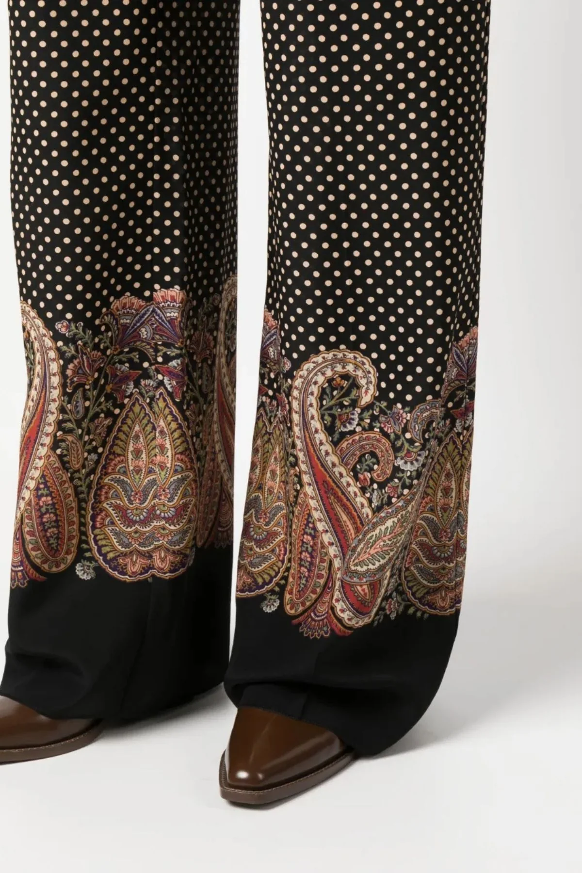 Etro Paisley Dot Print Silk Pant - Black - Image 5