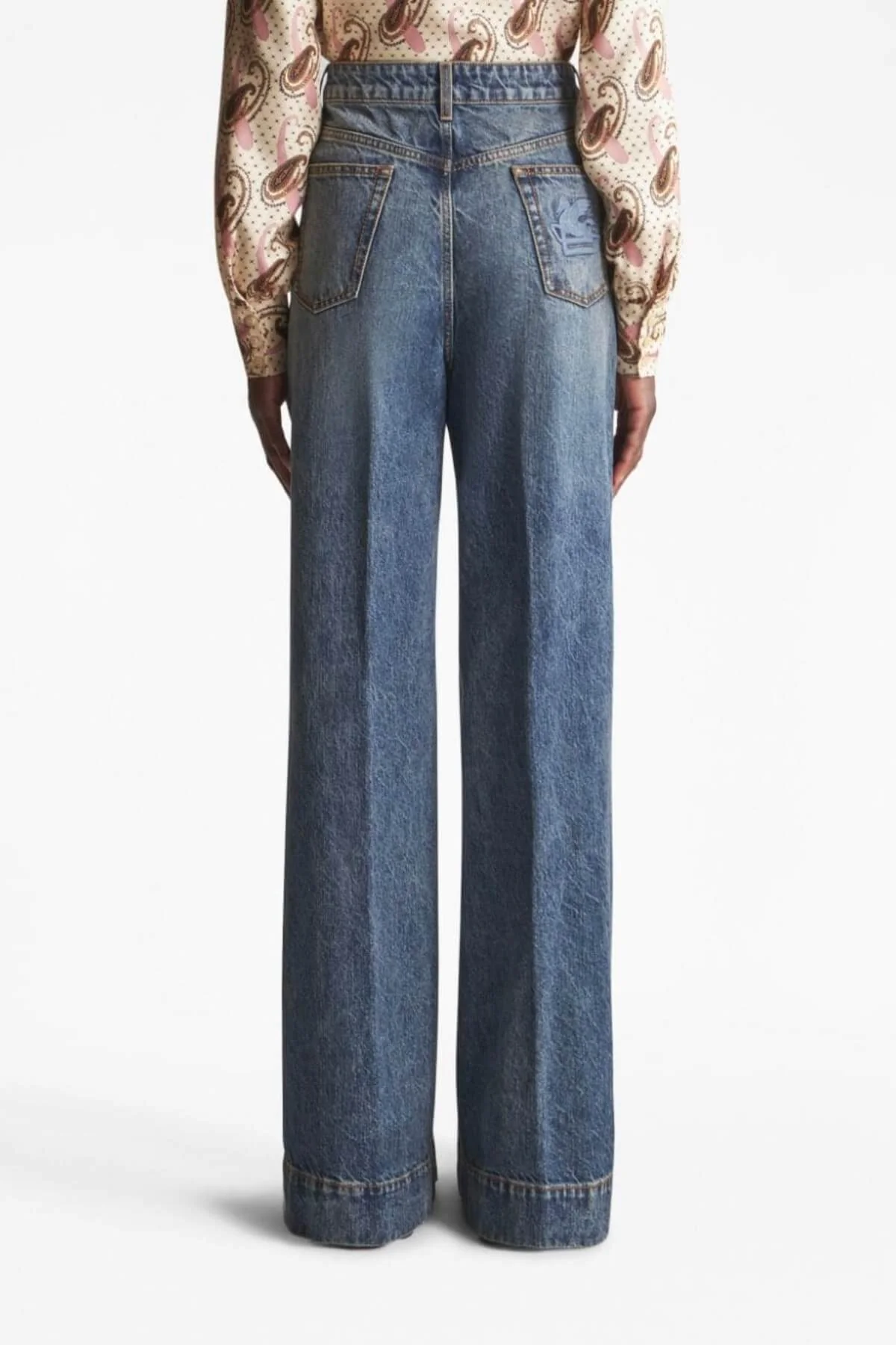 Etro Pegaso Wide Leg Jean - Navy Blue - Image 3