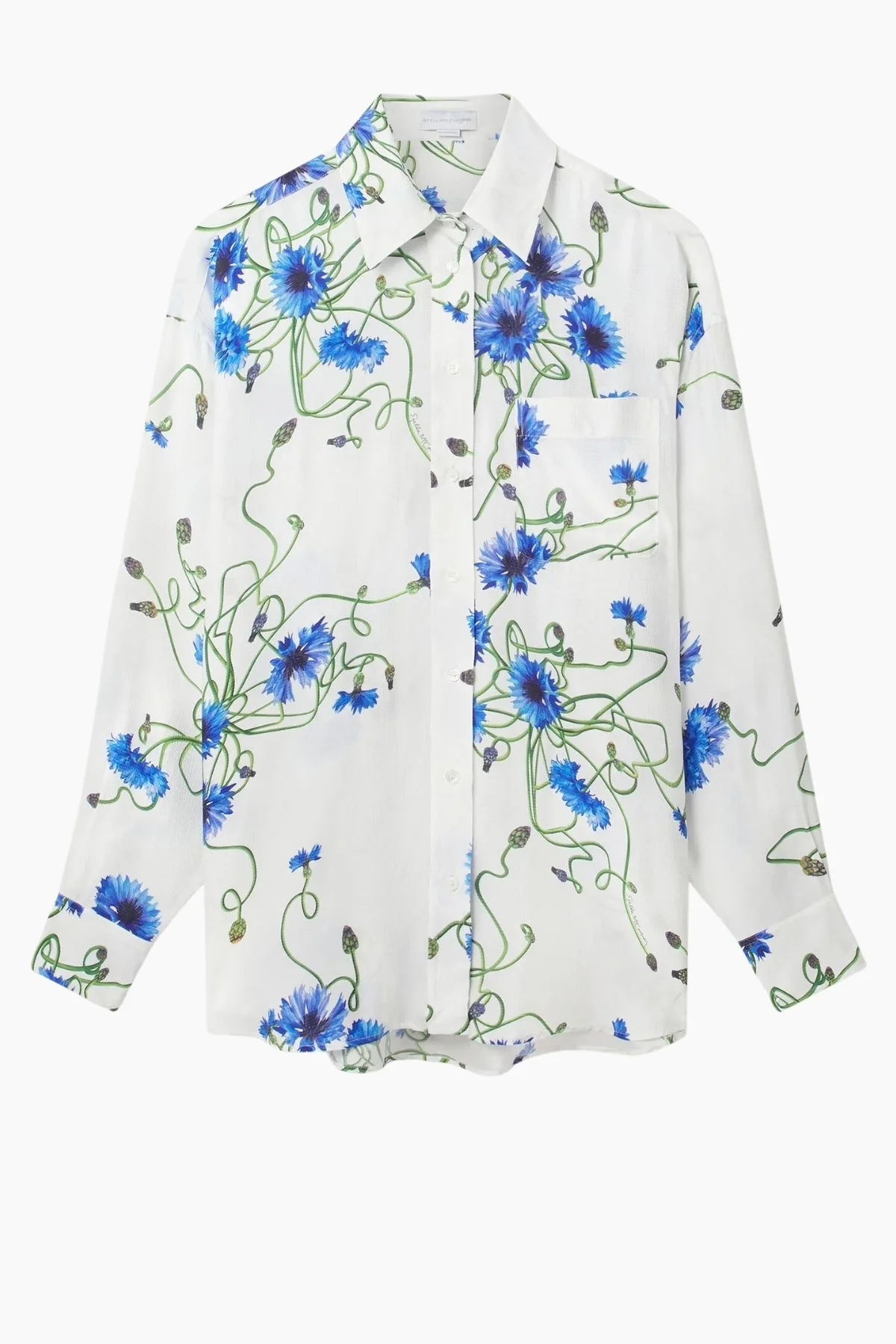 Stella McCartney Floral  Print Hammered Overshirt - Cornflower