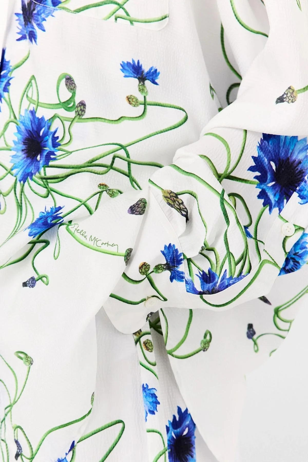 Stella McCartney Floral  Print Hammered Overshirt - Cornflower - Image 5