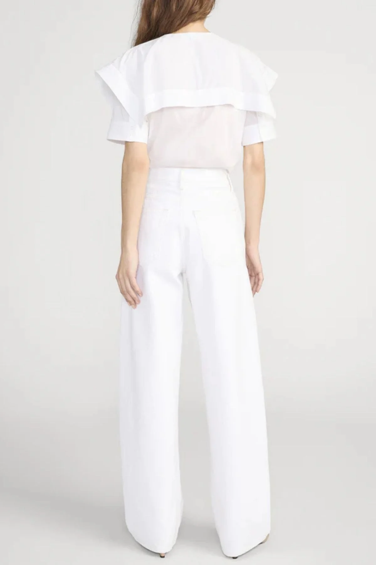 Frame Denim The Sleek Cape Shirt - White - Image 3