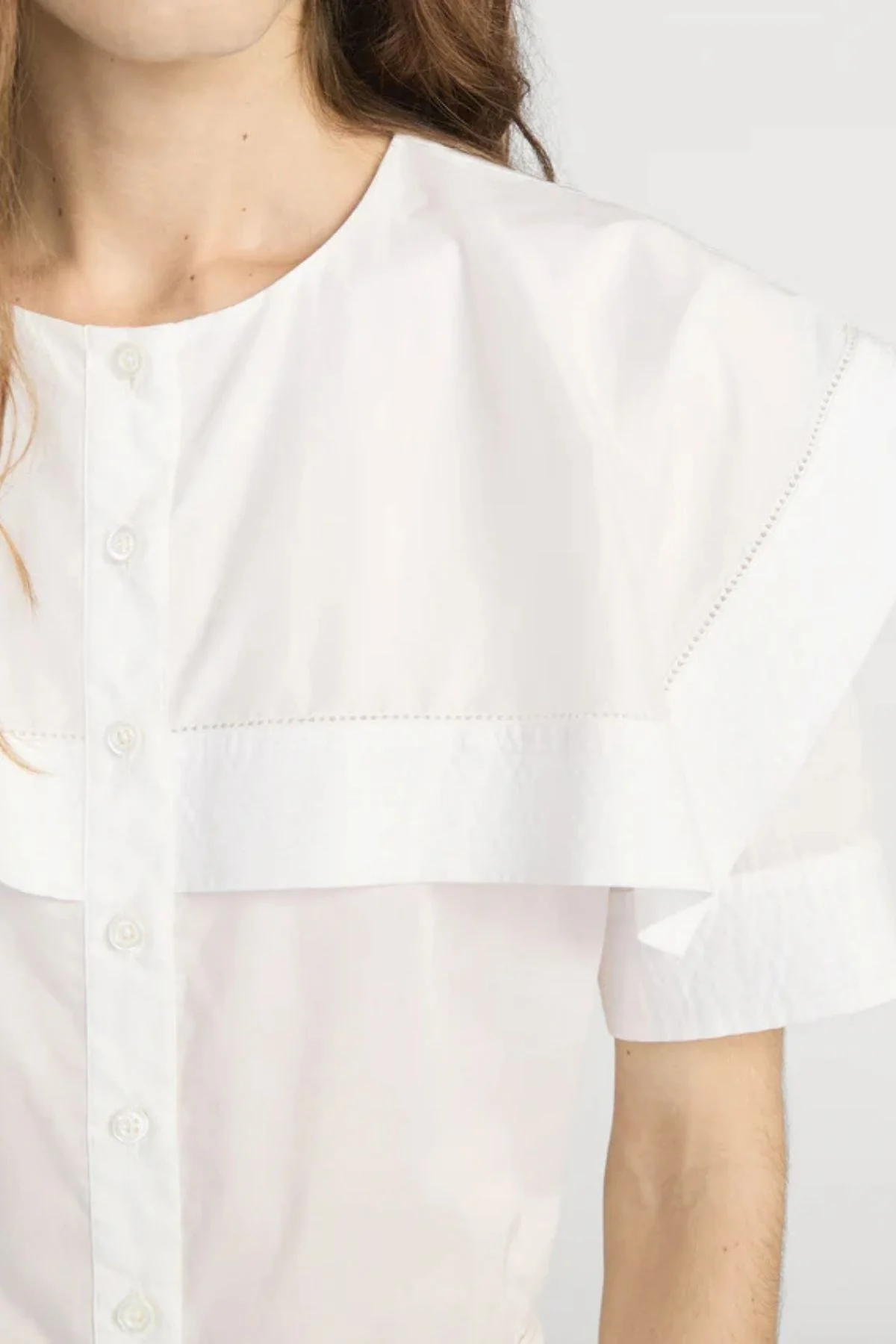 Frame Denim The Sleek Cape Shirt - White - Image 4