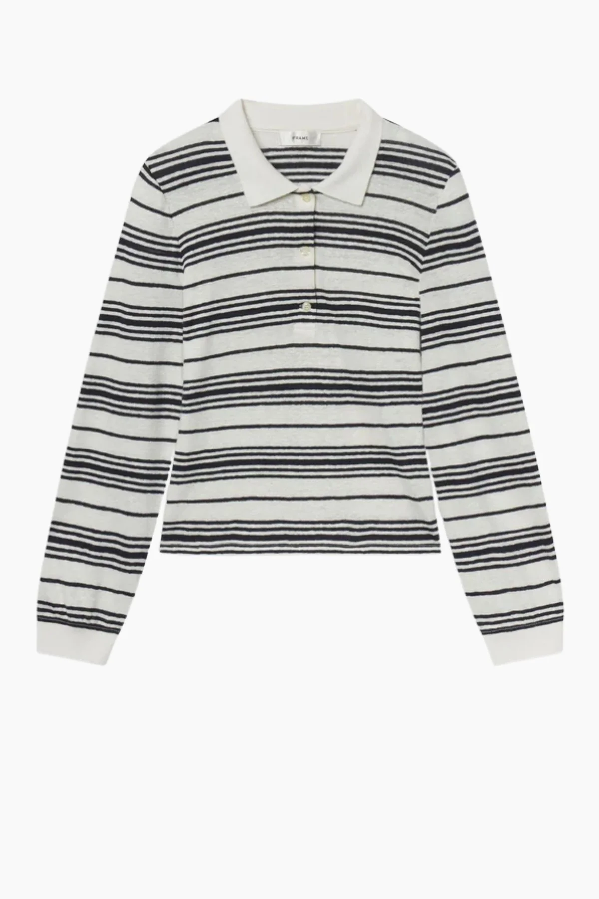 Frame Denim The Striped LS Polo - Cream Multi