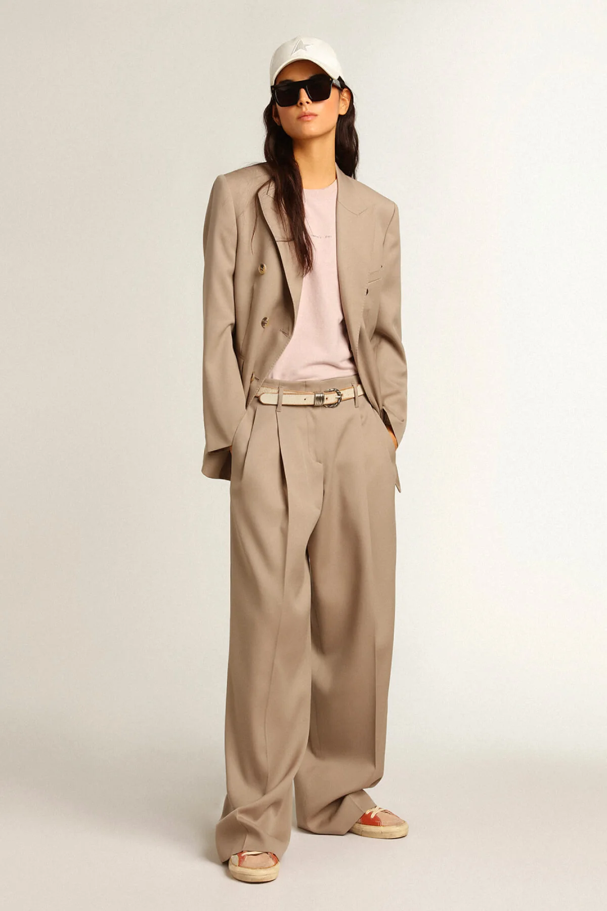Golden Goose Wool Gabardine Wide Leg Pants - Roasted Cashew - Image 2