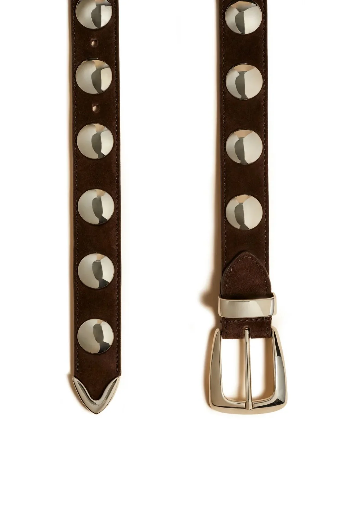 KHAITE Suede Benny Belt with Studs - Coffee/ Silver - Image 3
