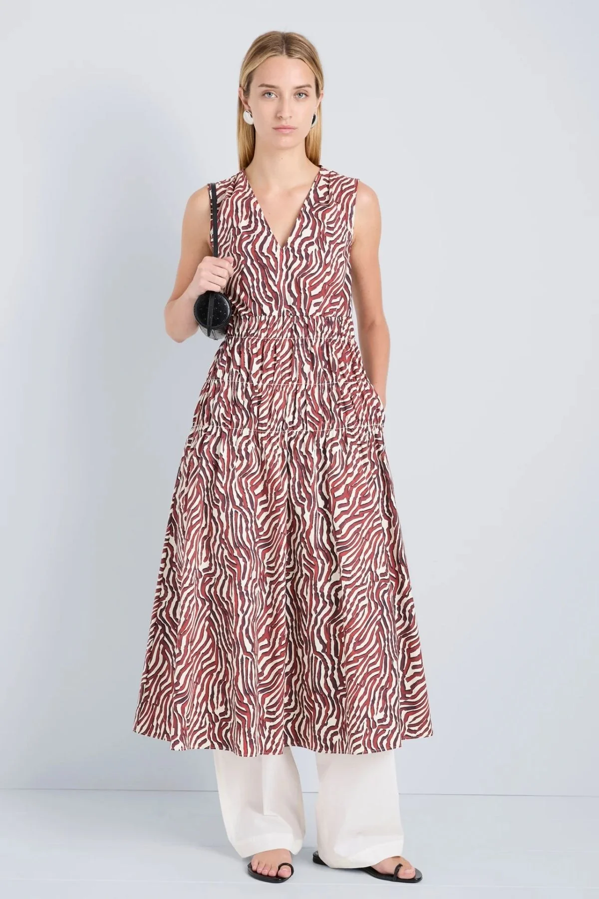 Proenza Schouler White Label Loren Dress - Rust/ Cream - Image 2