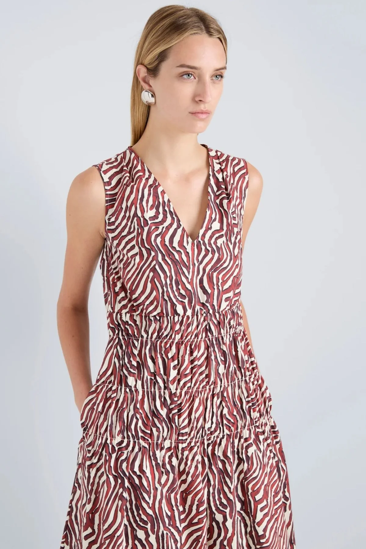 Proenza Schouler White Label Loren Dress - Rust/ Cream - Image 5