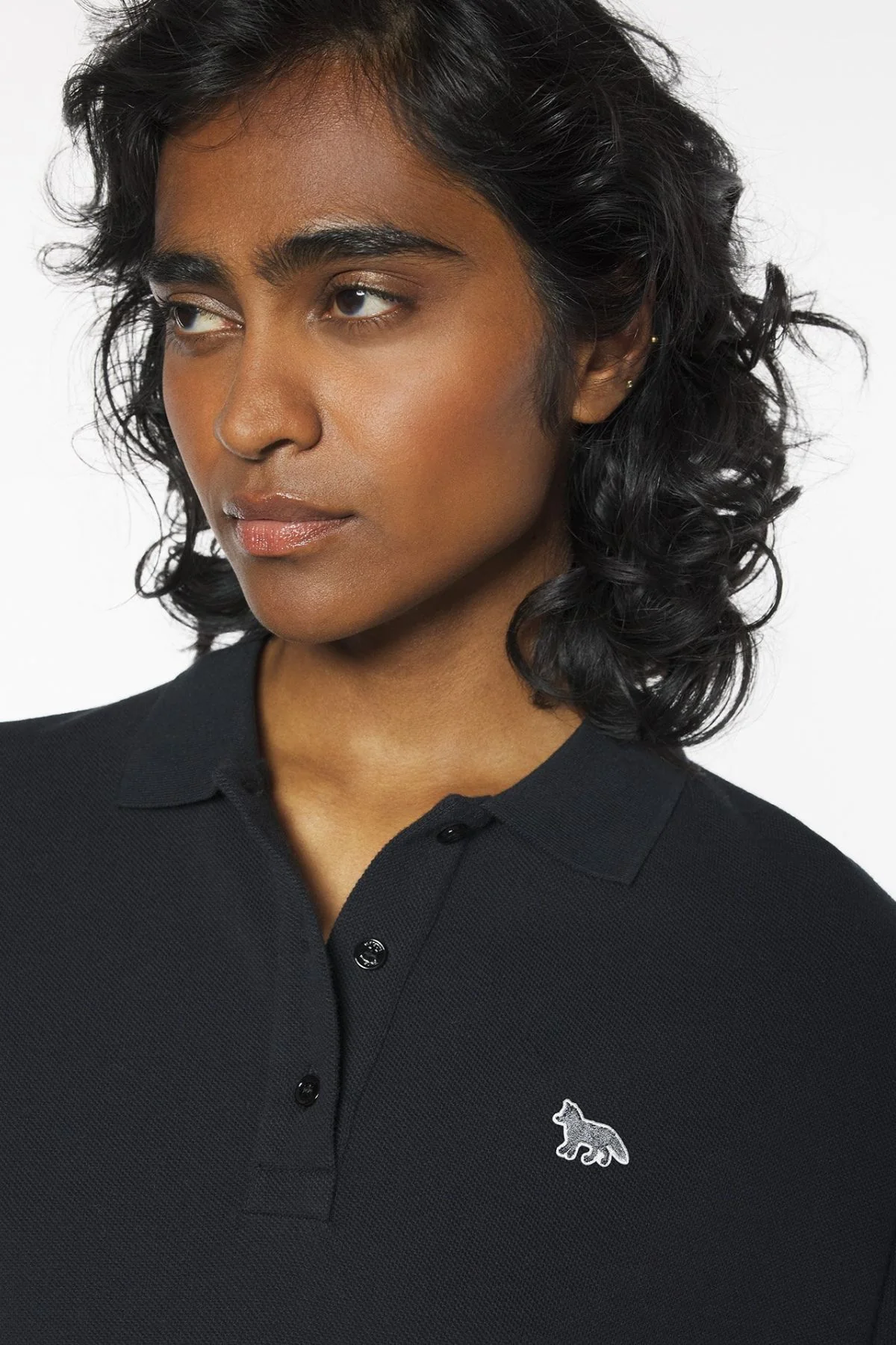 Maison Kitsuné Baby Fox Oversized Polo Dress - Black - Image 4