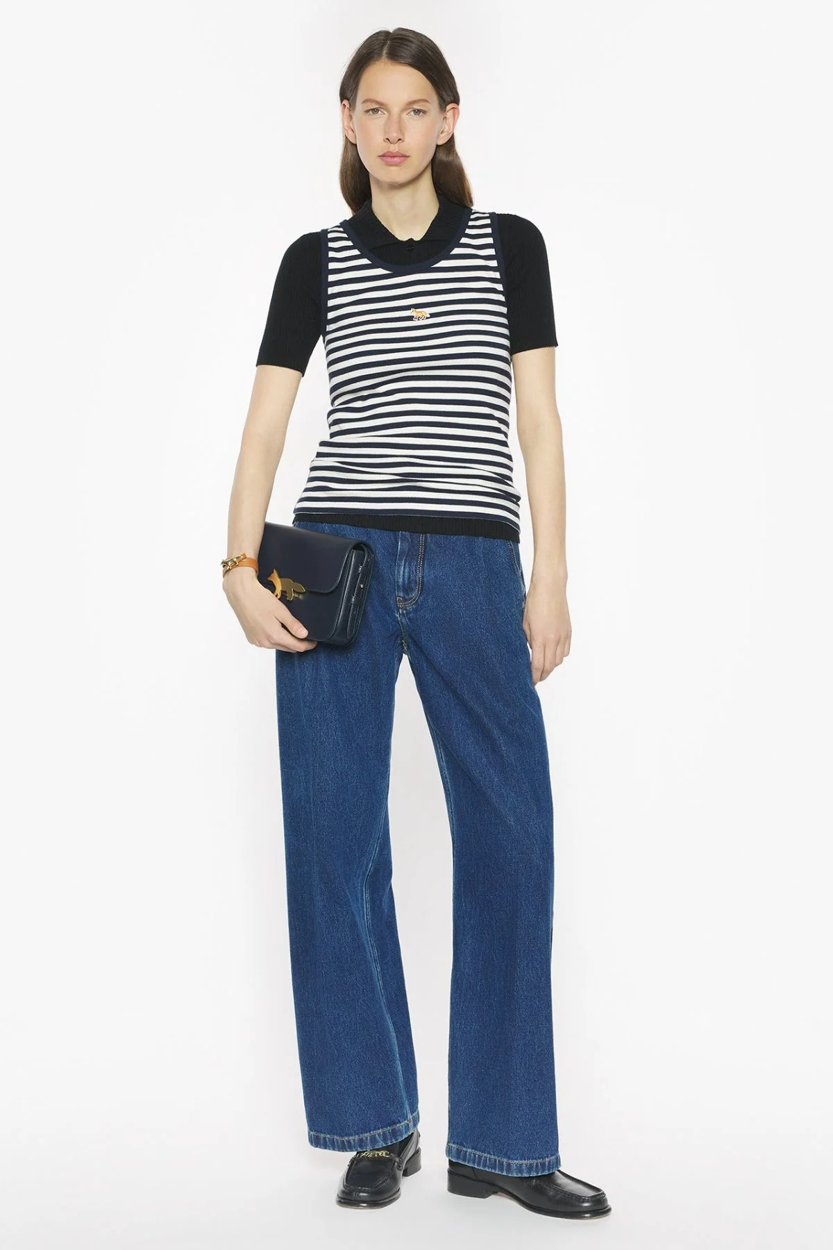 Maison Kitsuné Baby Fox Striped Tank - Dark Navy - Image 2
