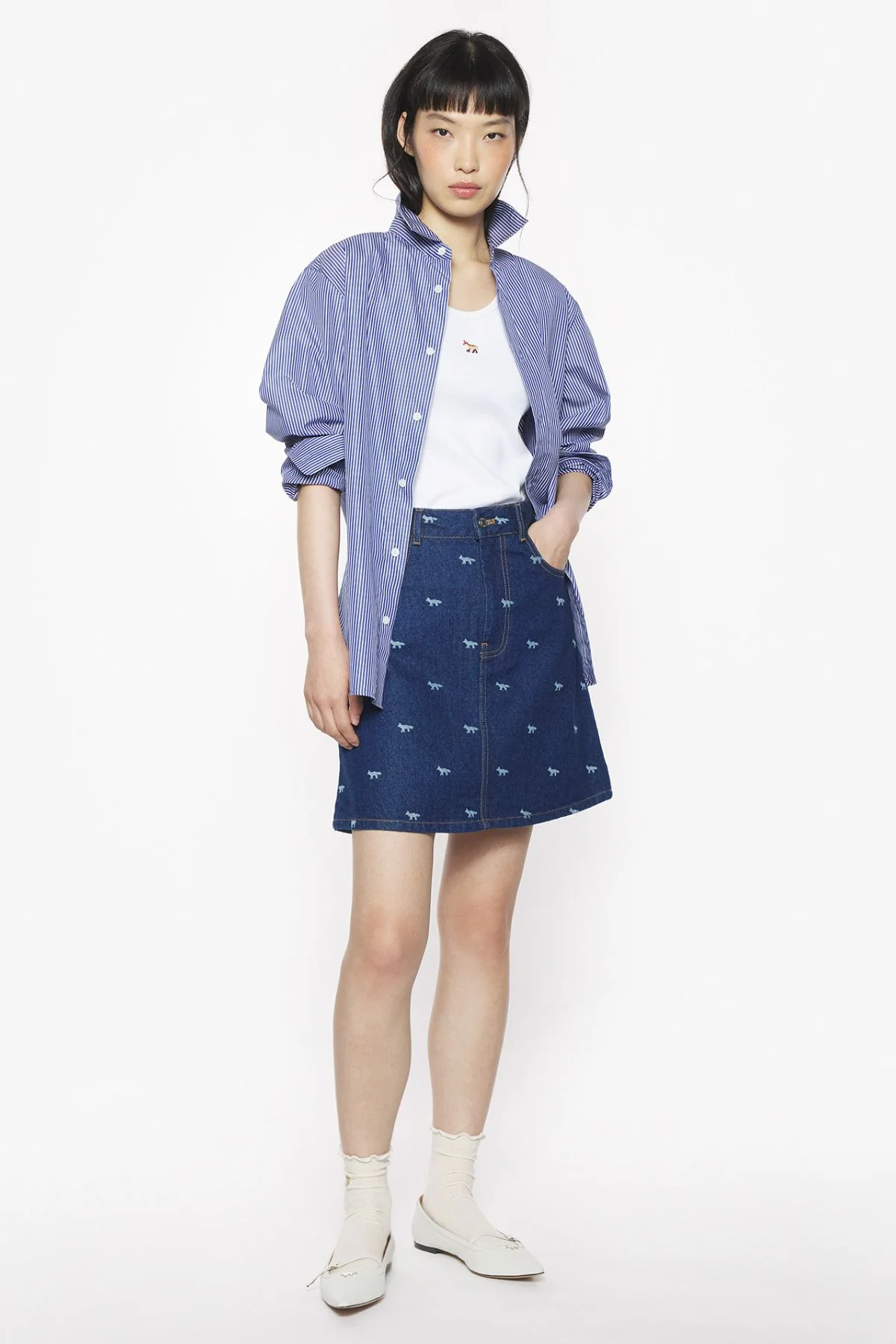 Maison Kitsuné Mini Denim Skirt - Dark Laser - Image 2