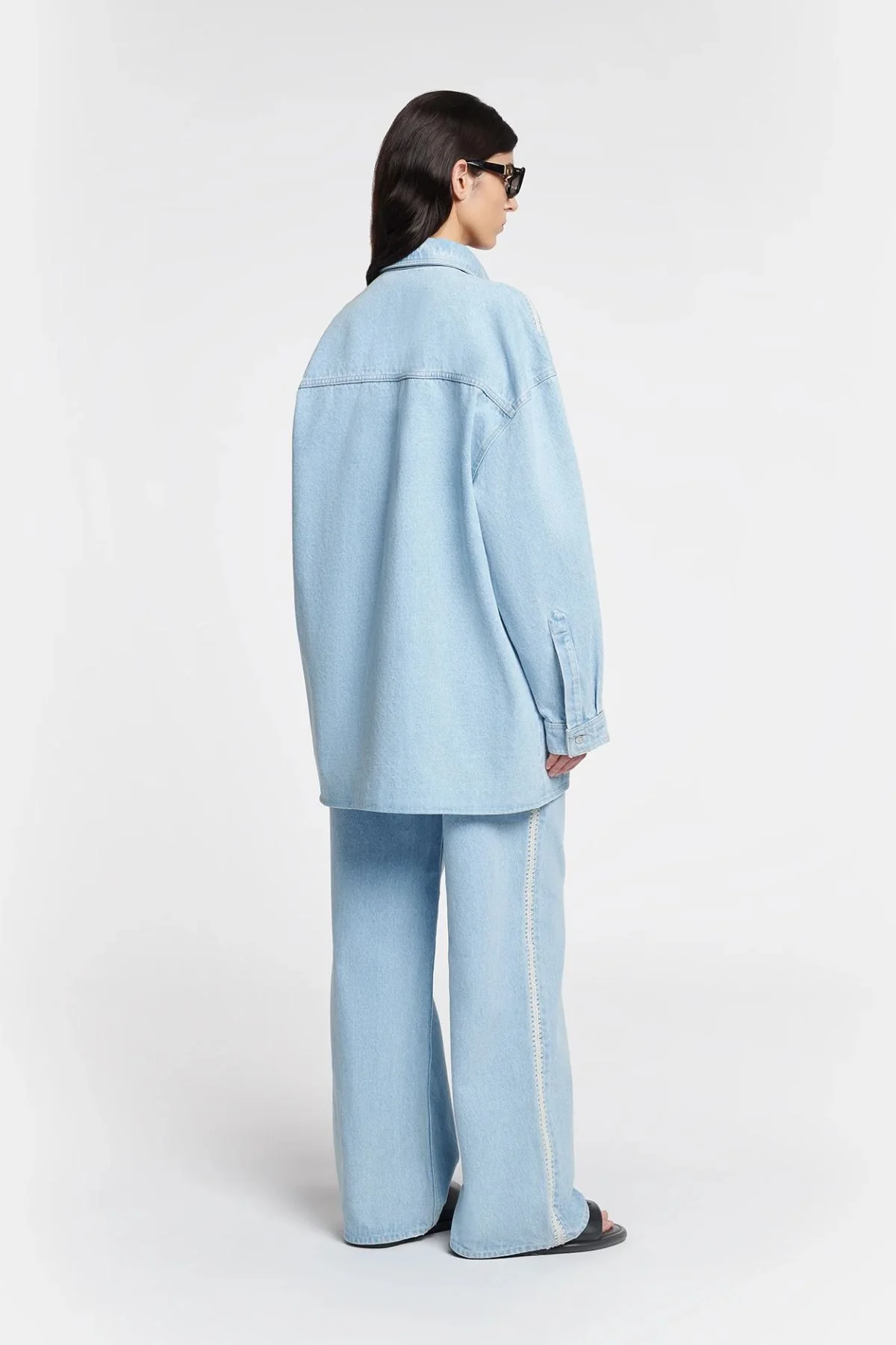 Nanushka Beaux Denim Shirt Jacket - Eco Bleach Cream - Image 3