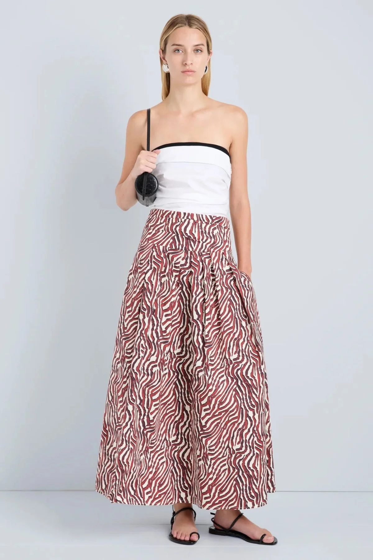 Proenza Schouler White Label Nessa Skirt - Rust/ Cream - Image 2