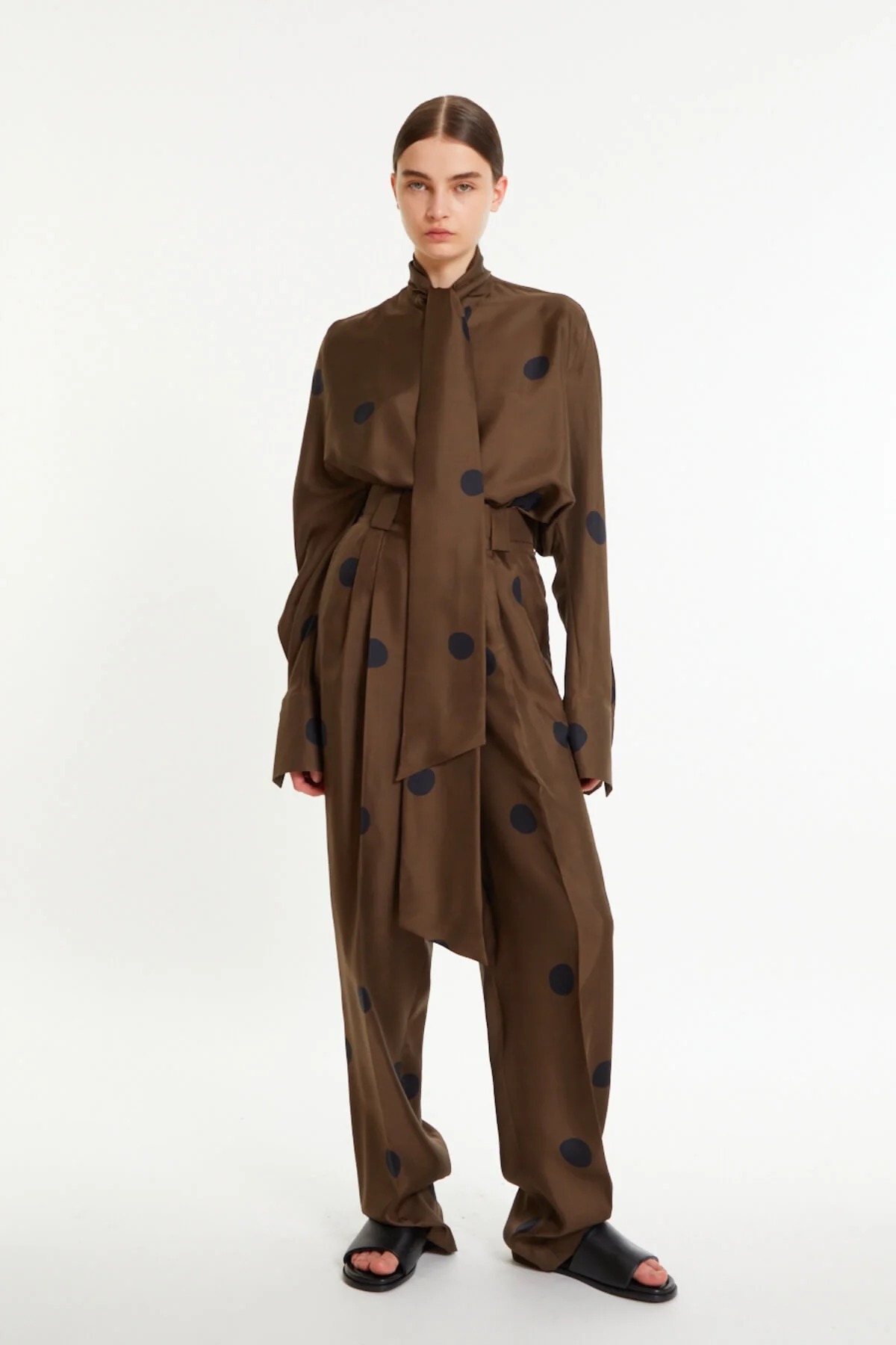 Petar Petrov Distraction Printed Silk Trousers - Umber/ Black - Image 2