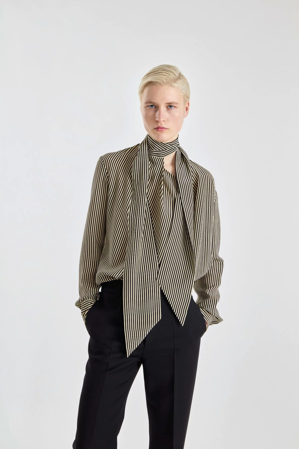Petar Petrov The Drift Blouse - Ivory Black Stripe - Image 2