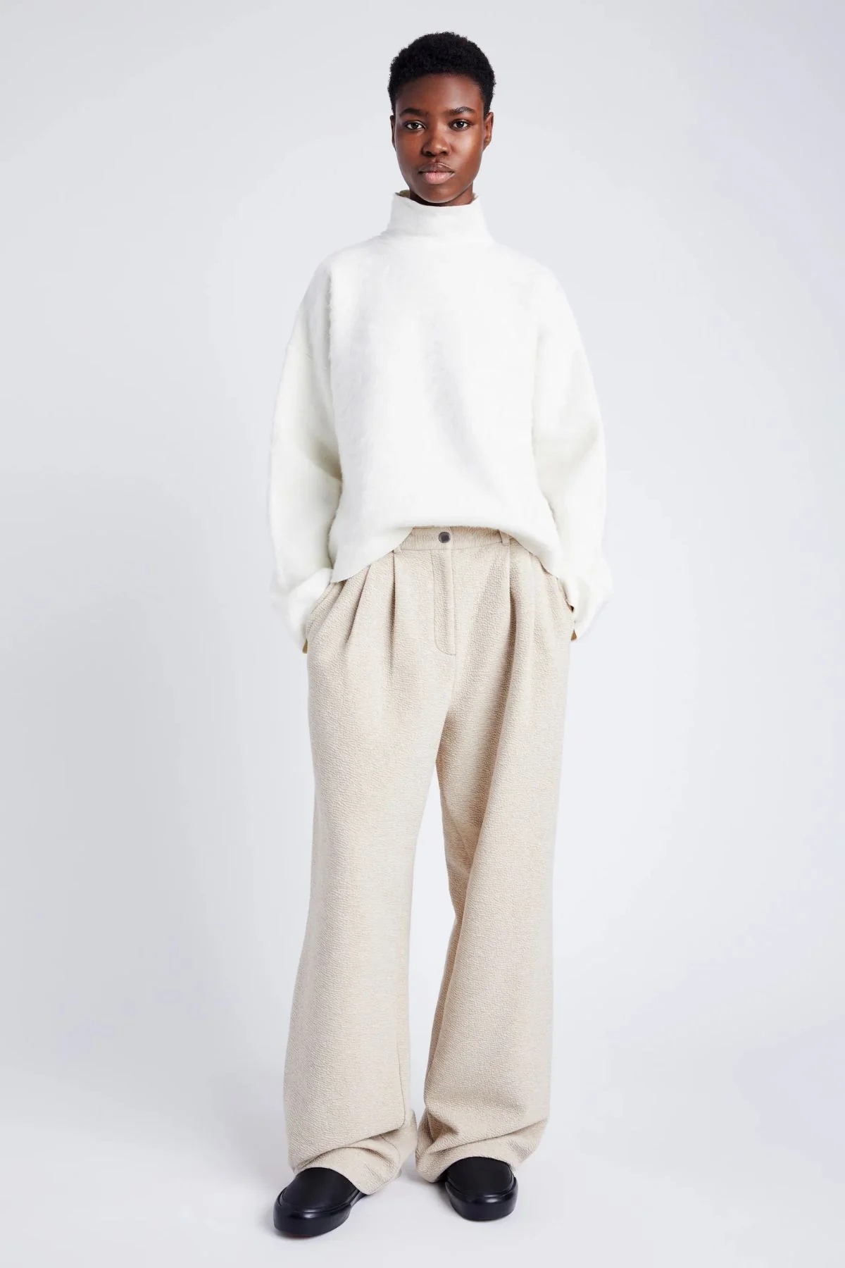 Proenza Schouler White Label Tristan Knit Pant in Cloque - Oatmeal Melange - Image 2