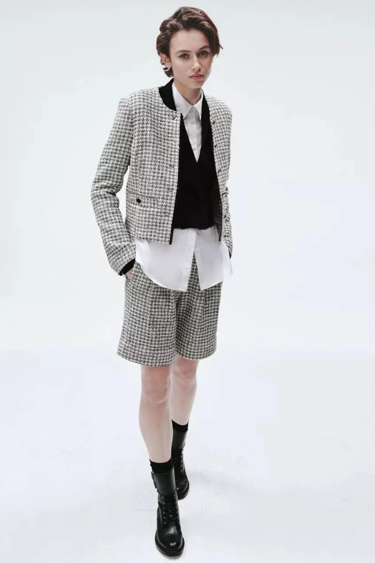 Rag & Bone Carmen Tweed Jacket - Black/ White - Image 2