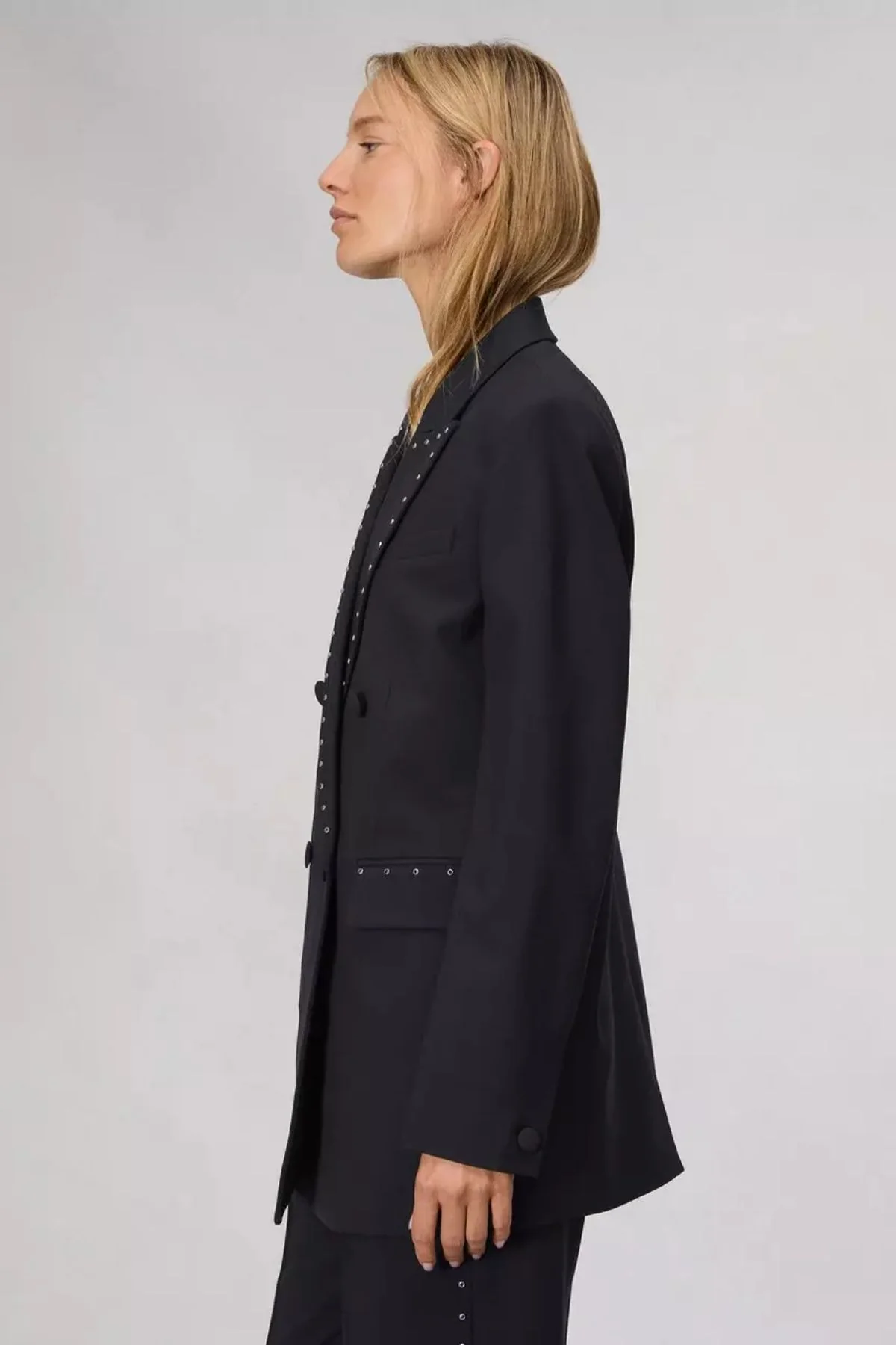 Rag & Bone Emile Stud Detail Blazer - Black - Image 3