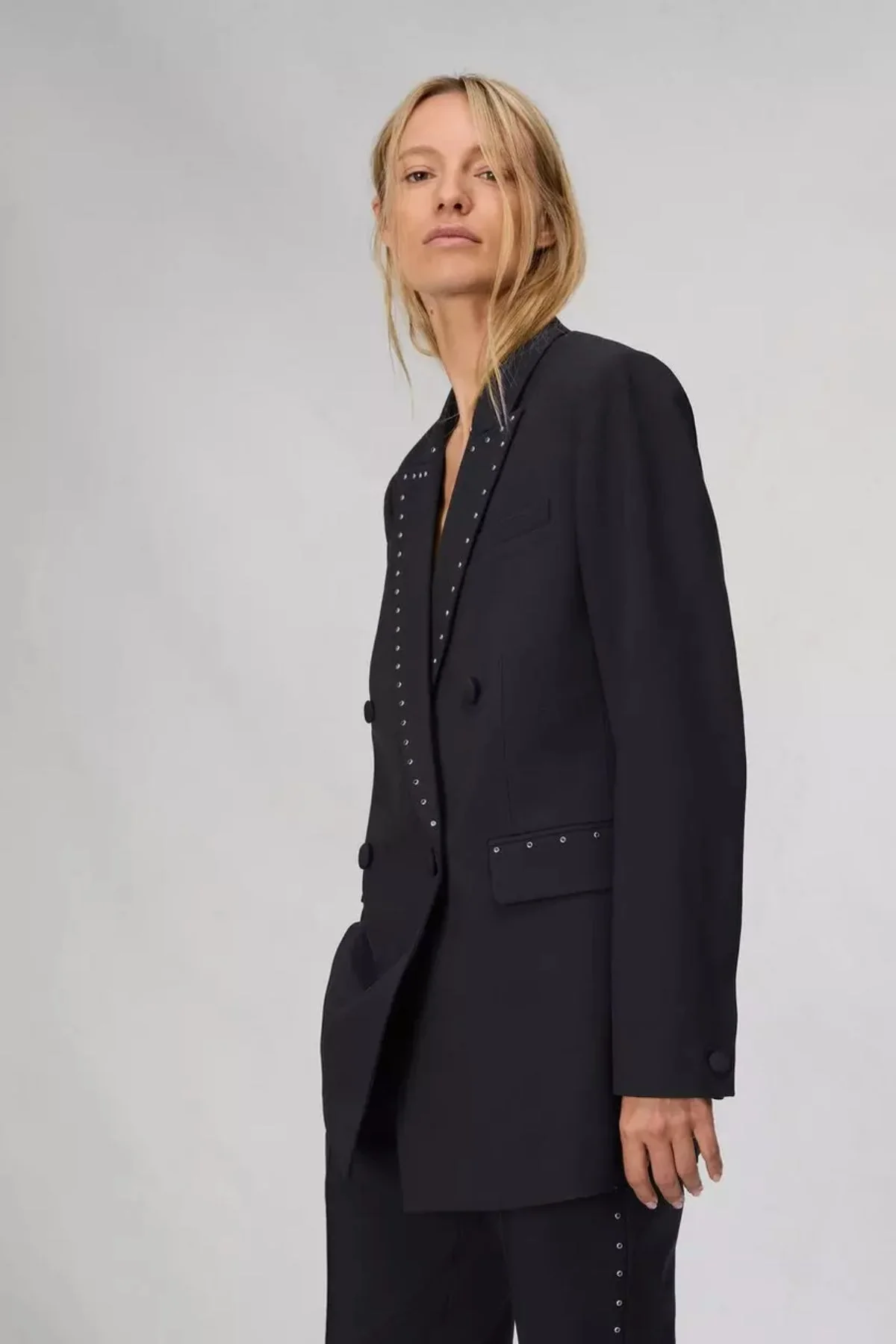 Rag & Bone Emile Stud Detail Blazer - Black - Image 5