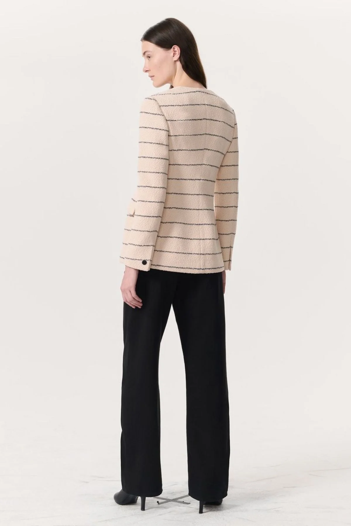 Rag & Bone Roslyn Tweed Blazer - Cream Stripe - Image 3