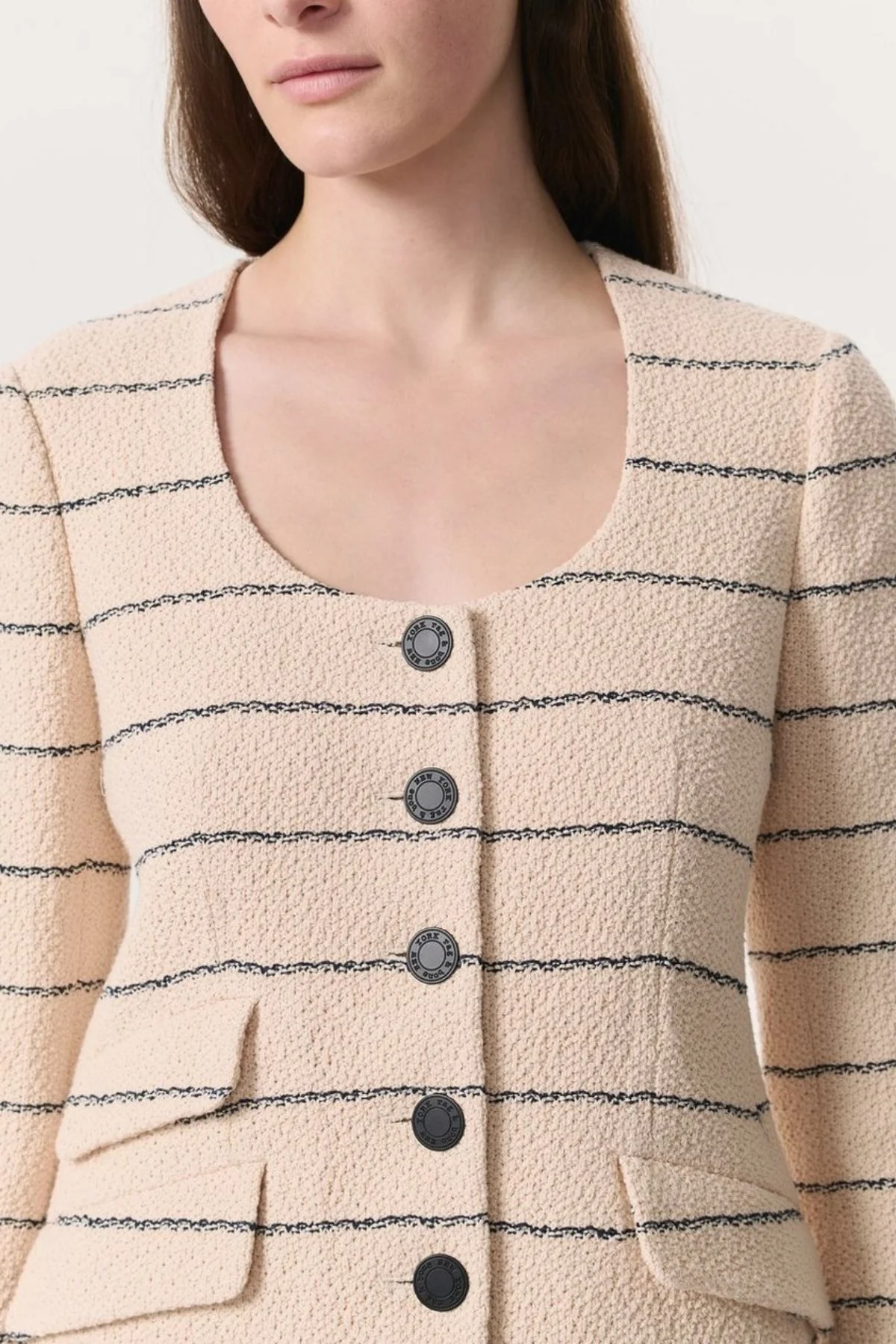 Rag & Bone Roslyn Tweed Blazer - Cream Stripe - Image 5