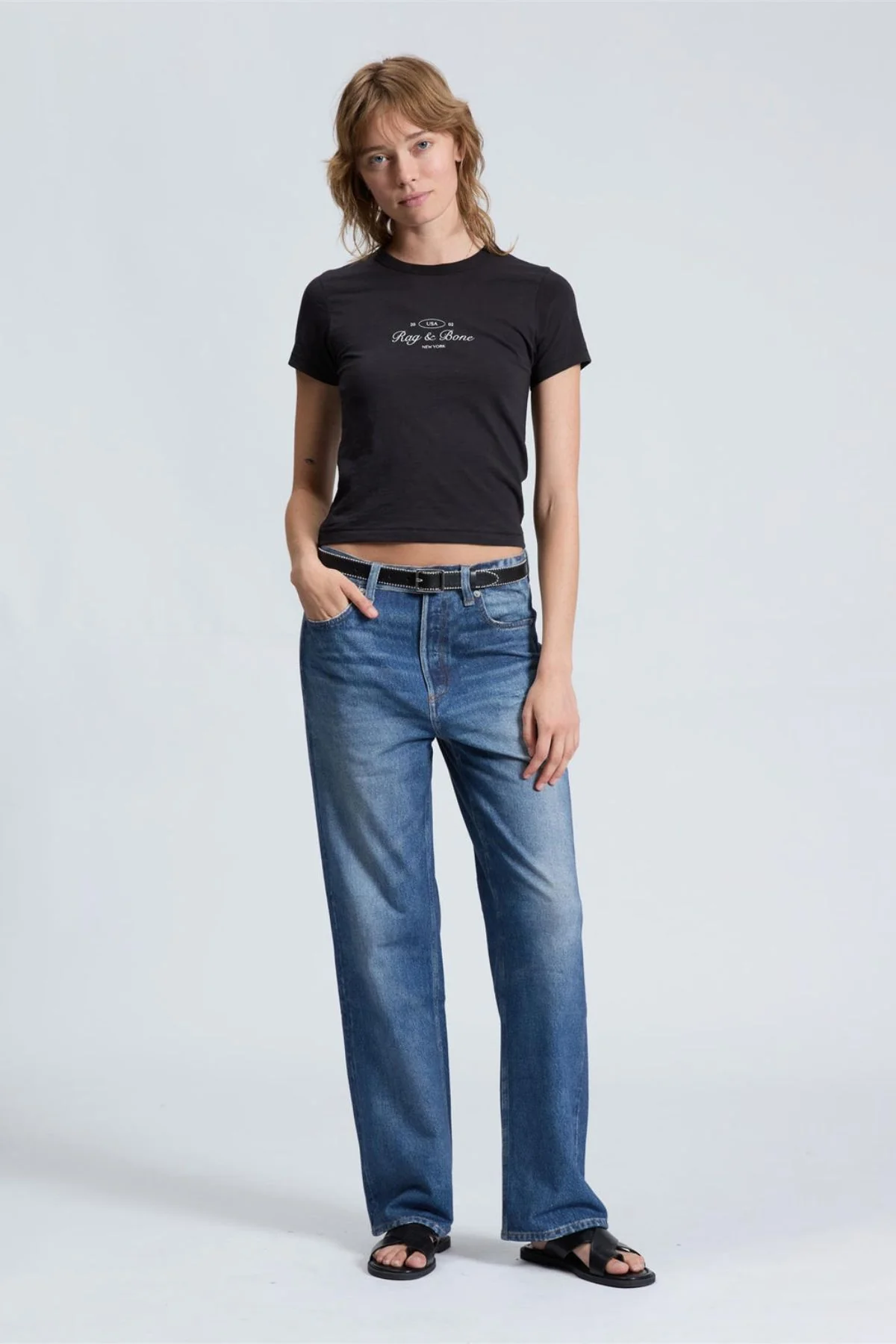 Rag & Bone Script Baby Tee - Black - Image 2