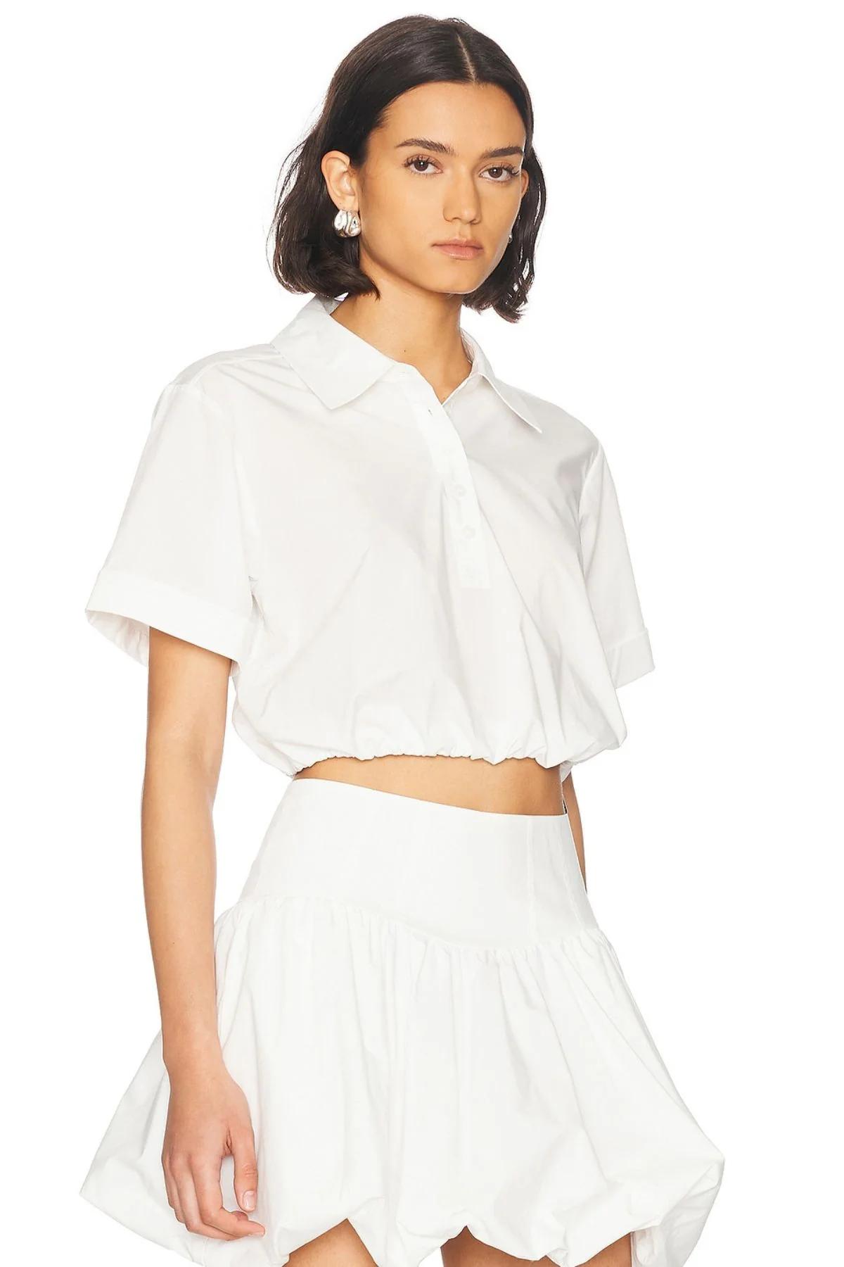 Simkhai Nicky Short Sleeve Cropped Top - White - Image 4