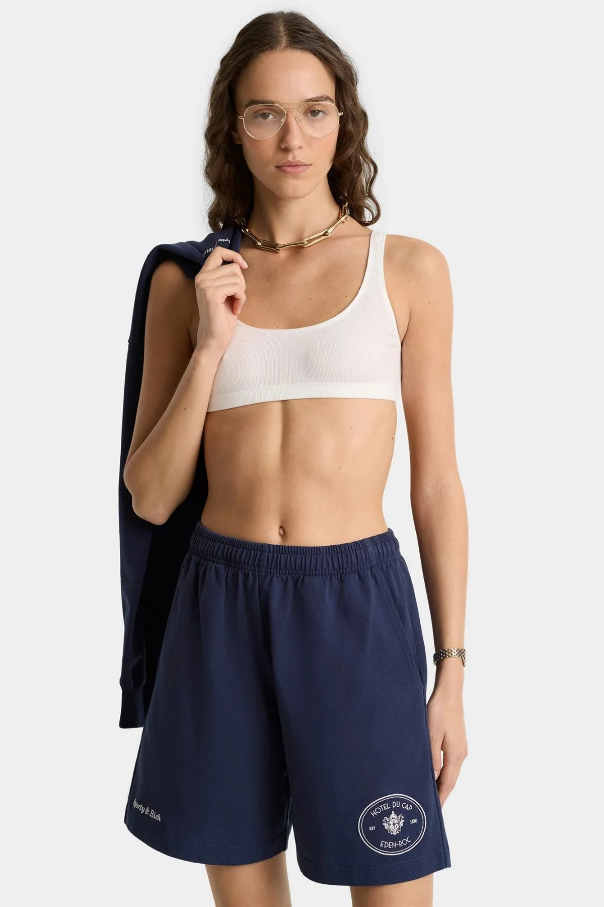 Sporty & Rich Eden Crest Gym Short - Dark Navy - Image 5