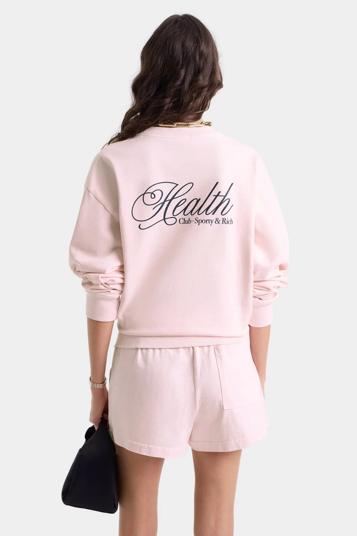 Sporty & Rich Health Script Crewneck - Pink Dolphin - Image 2