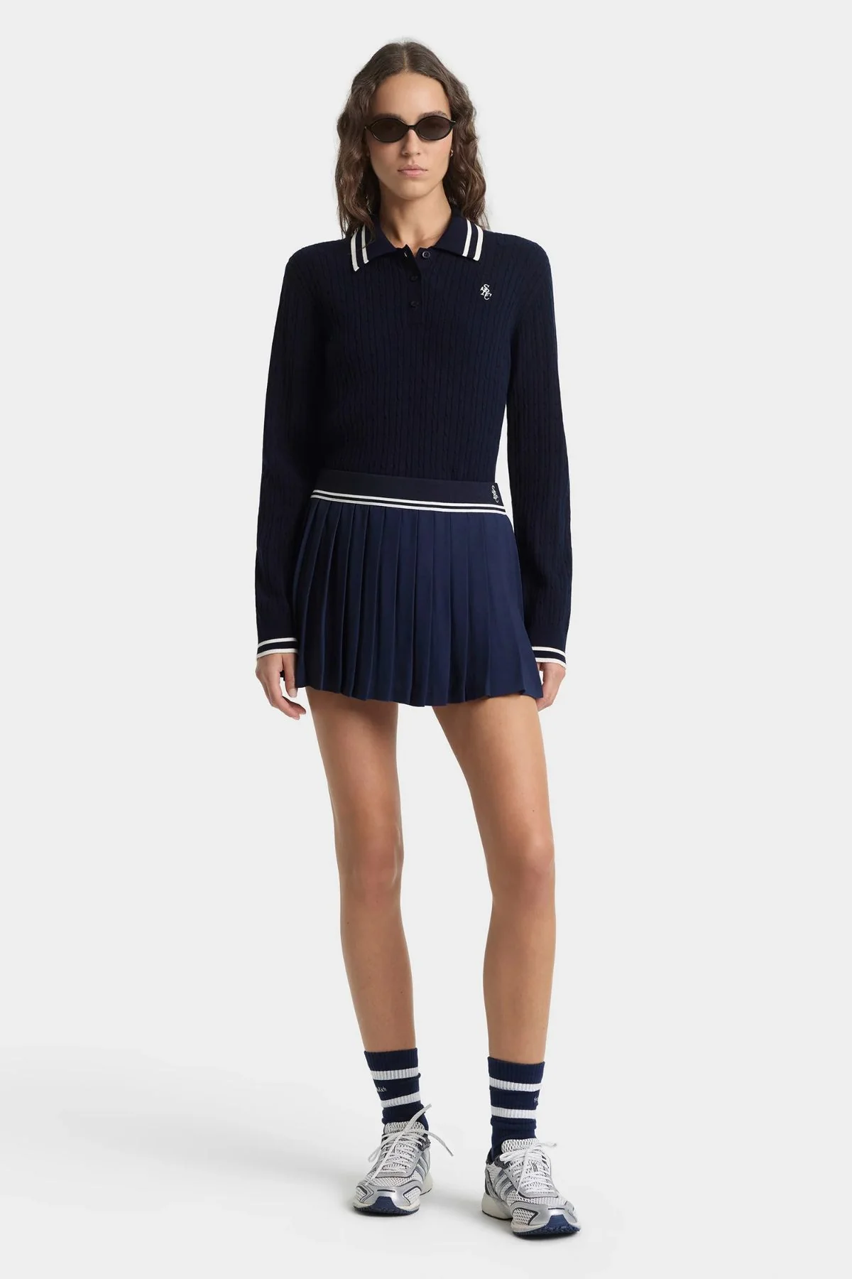 Sporty & Rich SRC Abigail Skirt - Dark Navy/ Ecru - Image 2