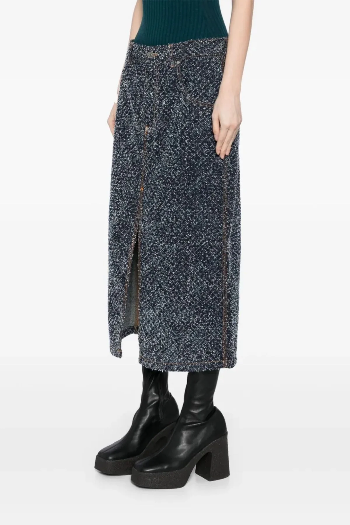 Stella McCartney Boucle Denim Skirt - Blue - Image 3