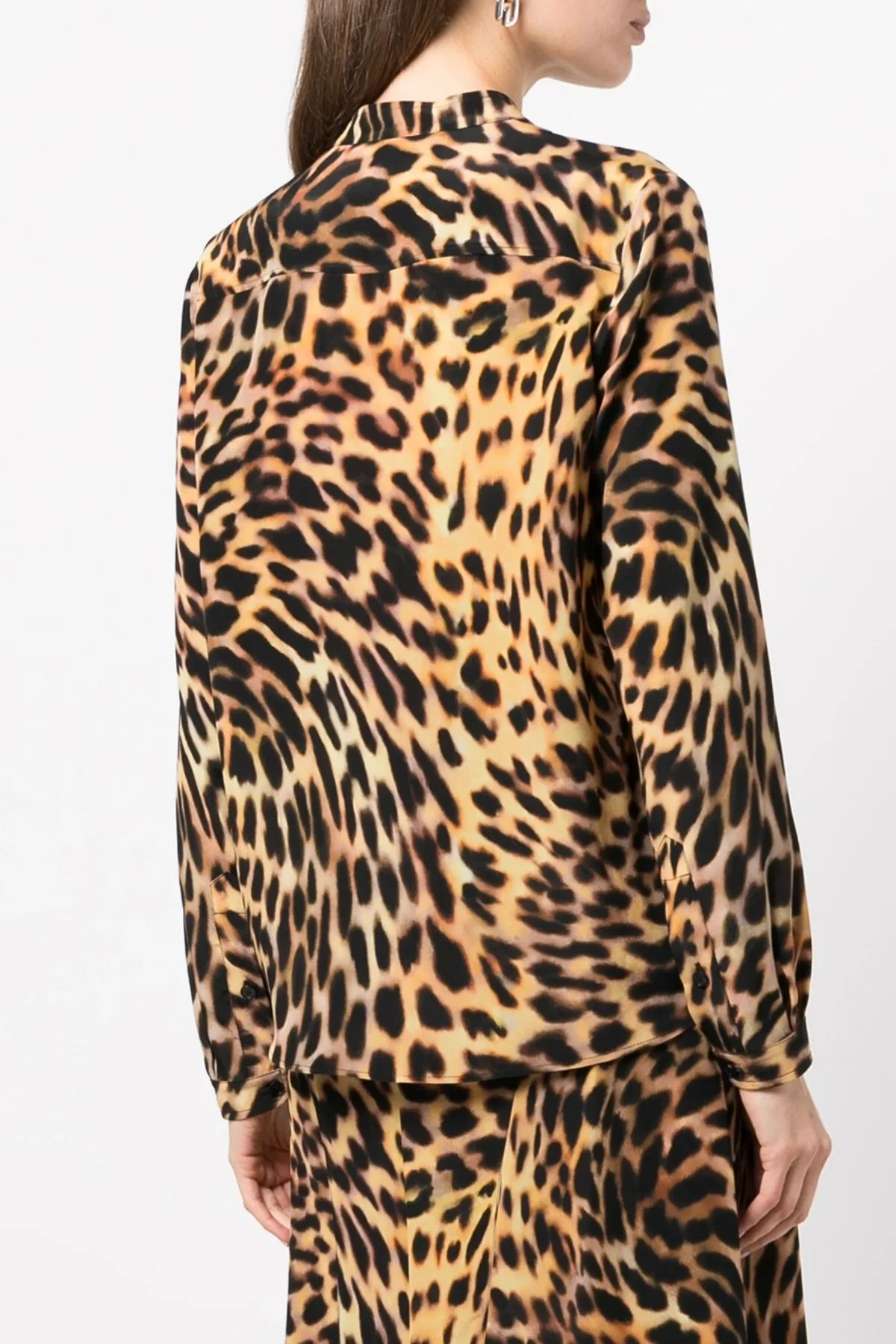 Stella McCartney Cheetah Print Collarless Silk Shirt - Tortoiseshell - Image 3