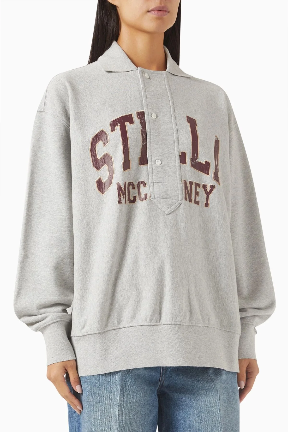 Stella McCartney Varsity Polo Sweatshirt - Light Grey Melange - Image 6