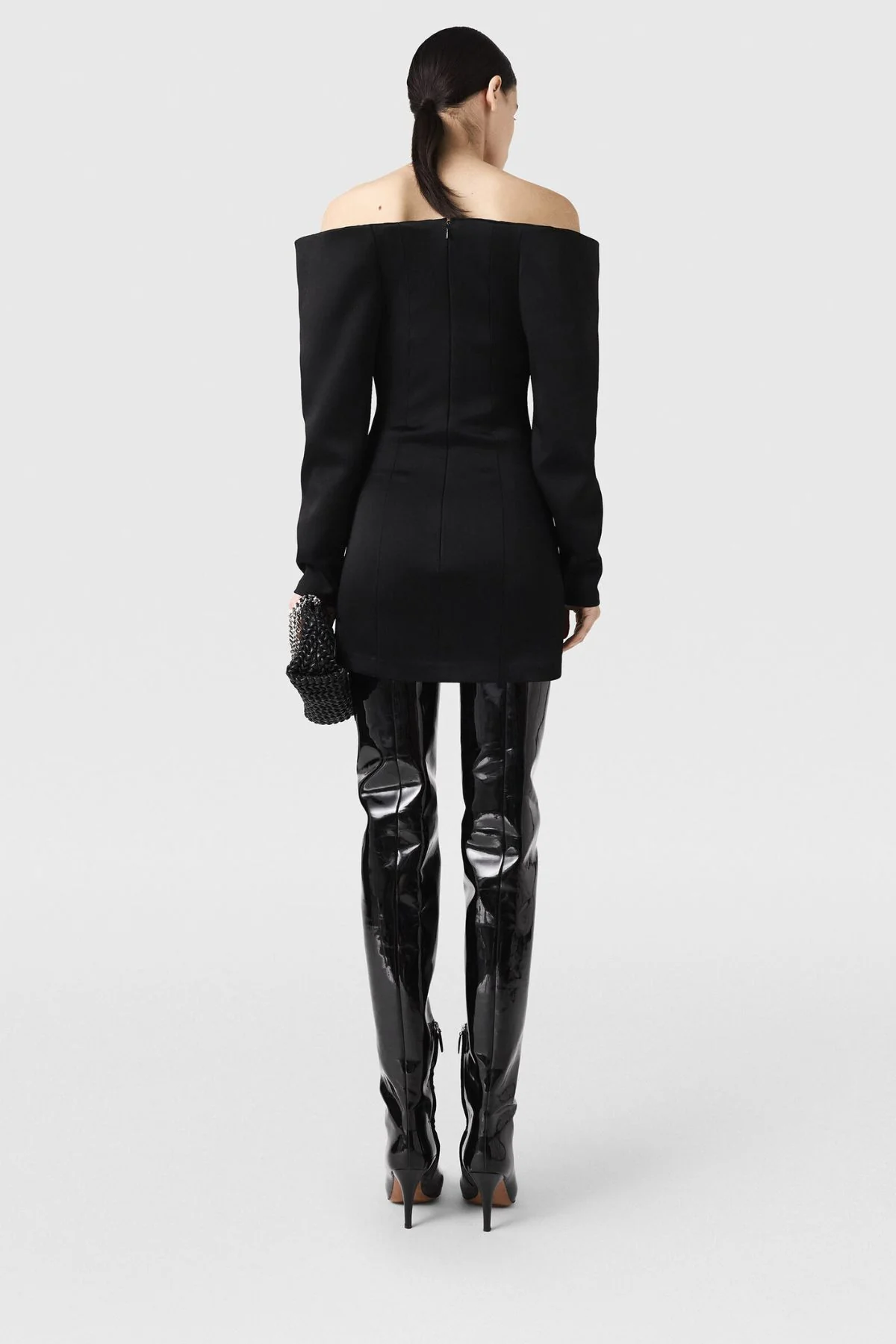 Stella McCartney Satin LS Mini Dress - Black - Image 4