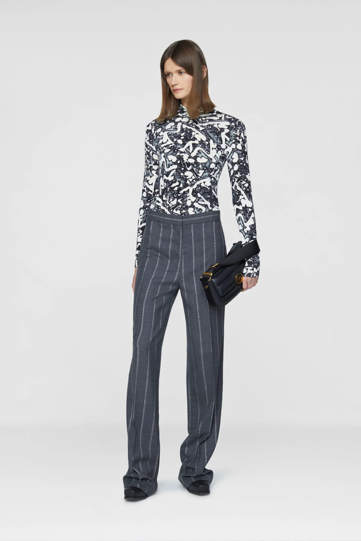 Stella McCartney Striped Tailored Trouser - Grey Melange - Image 2