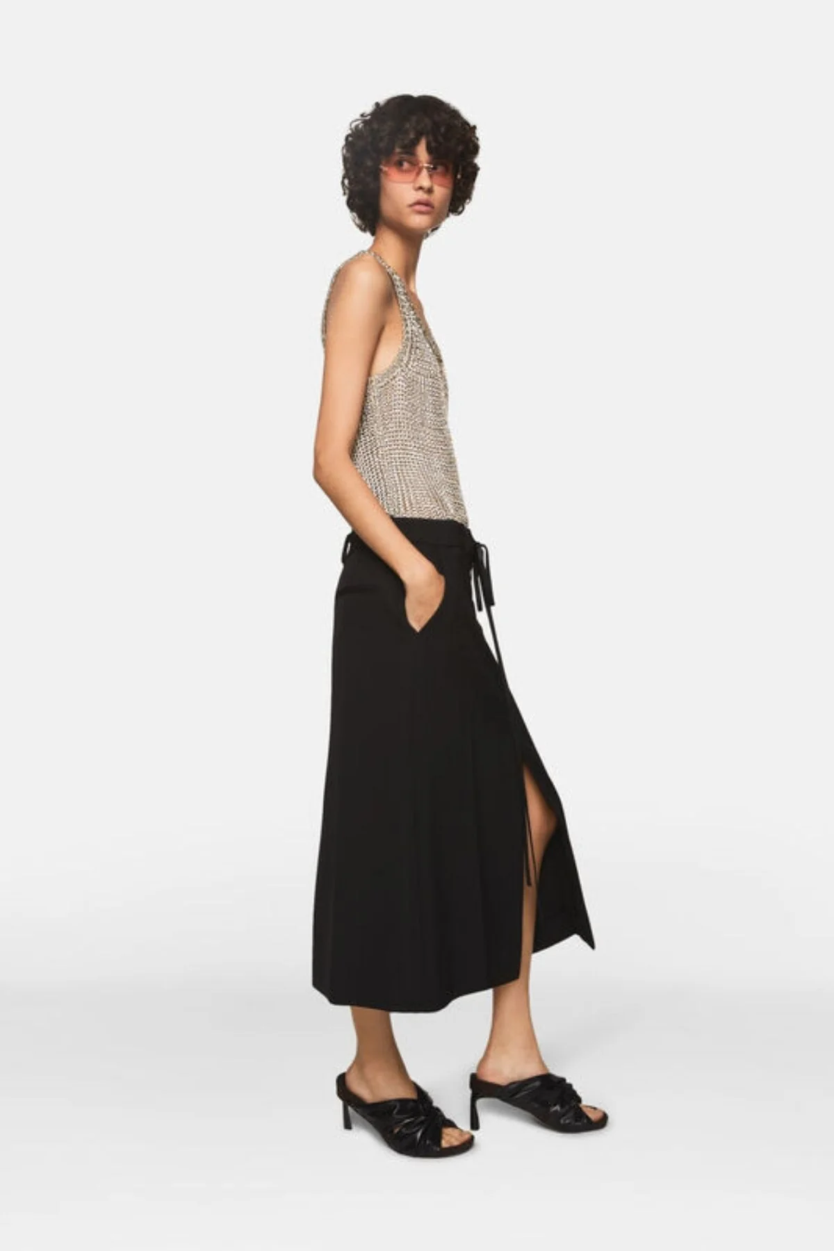 Stella McCartney Whipstitch Closure Wool Skirt - Black - Image 4