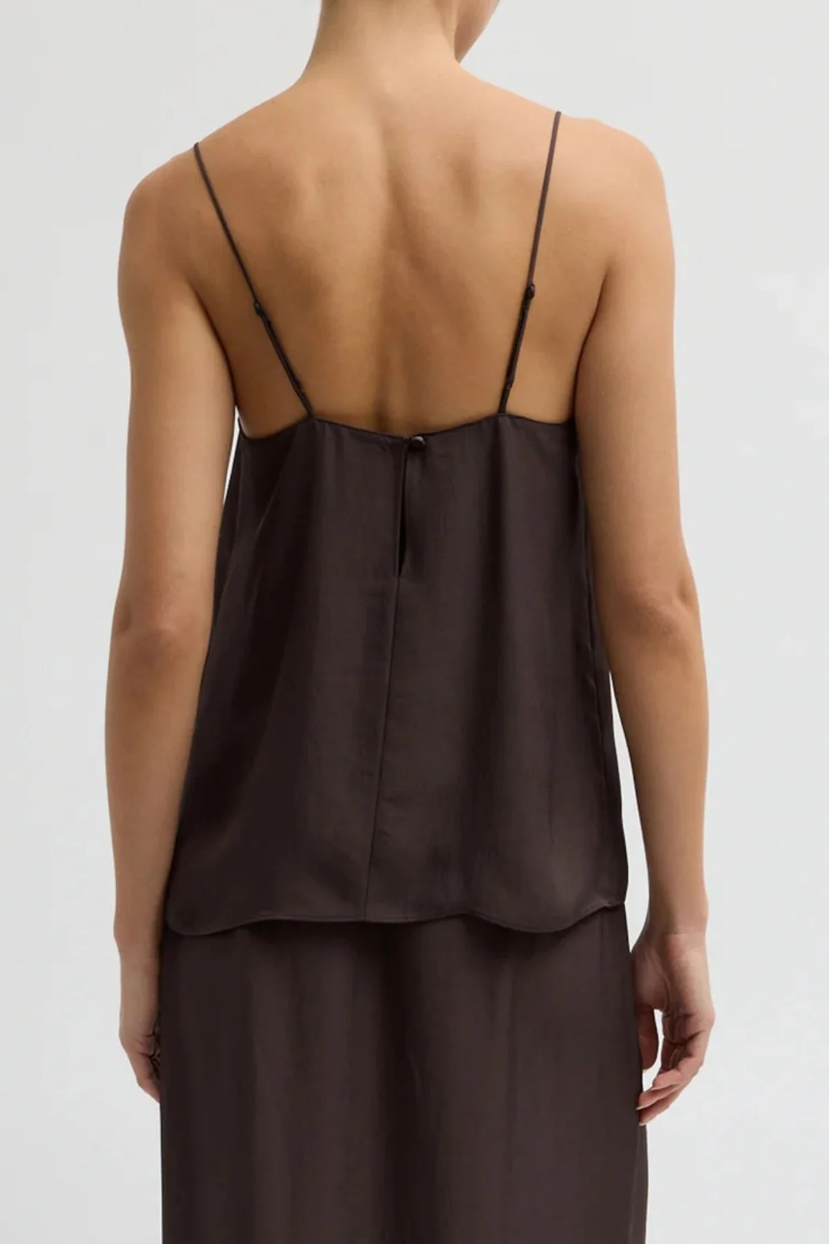 Tibi Summer Slip Cami - Chocolate Brown - Image 2
