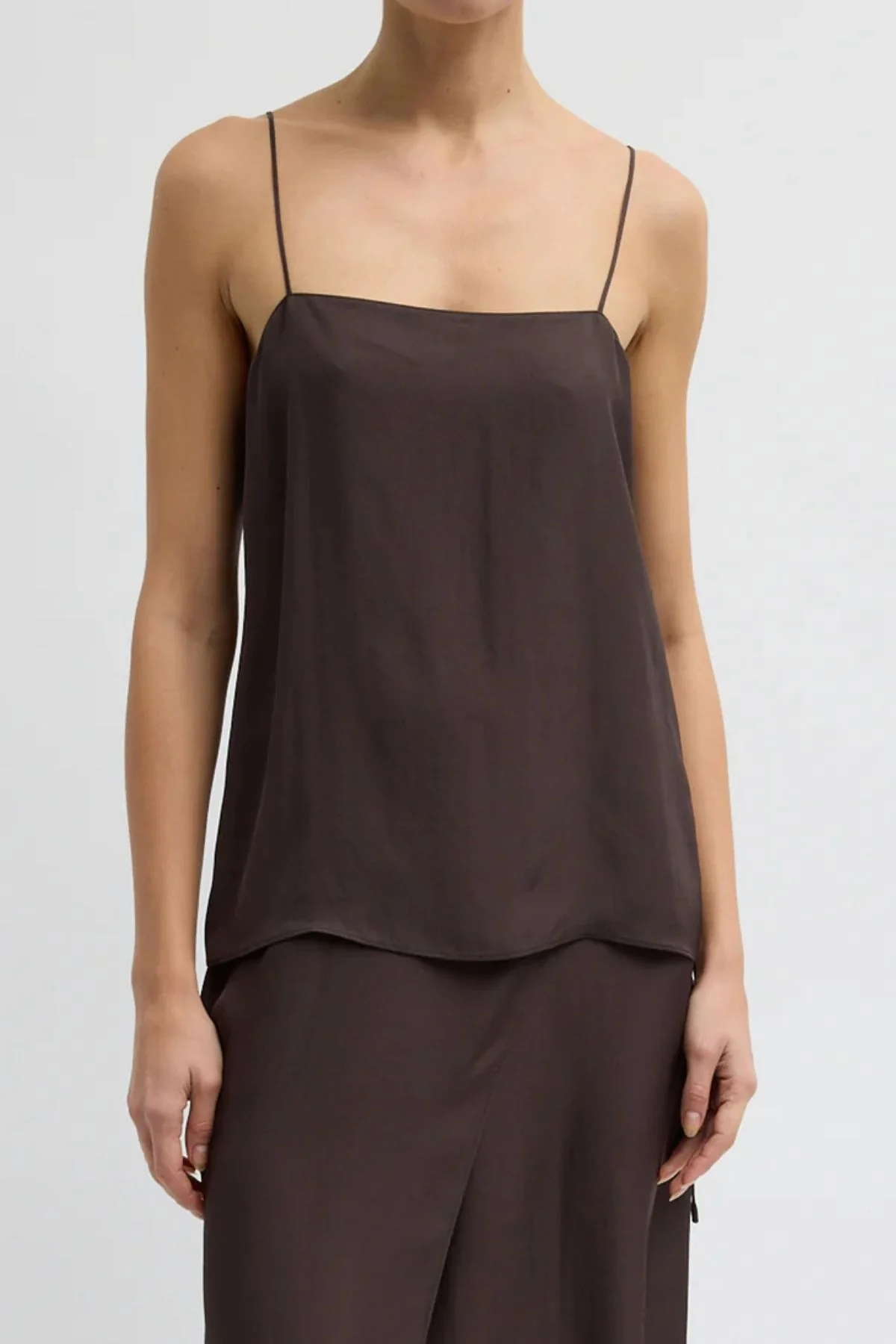 Tibi Summer Slip Cami - Chocolate Brown - Image 3